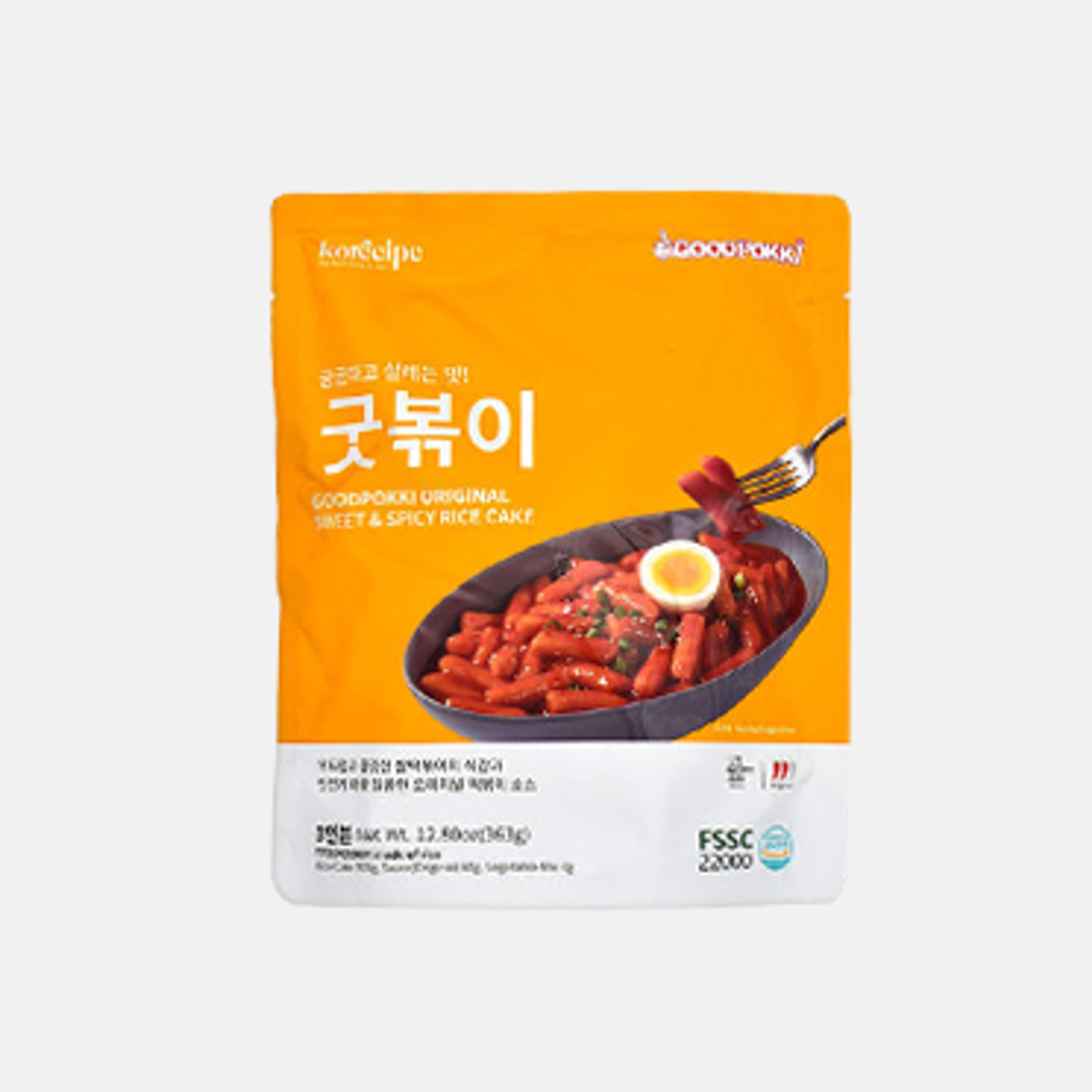 Verpackung von Goodpokki Tteokbokki Original, ansprechend und appetitanregend.