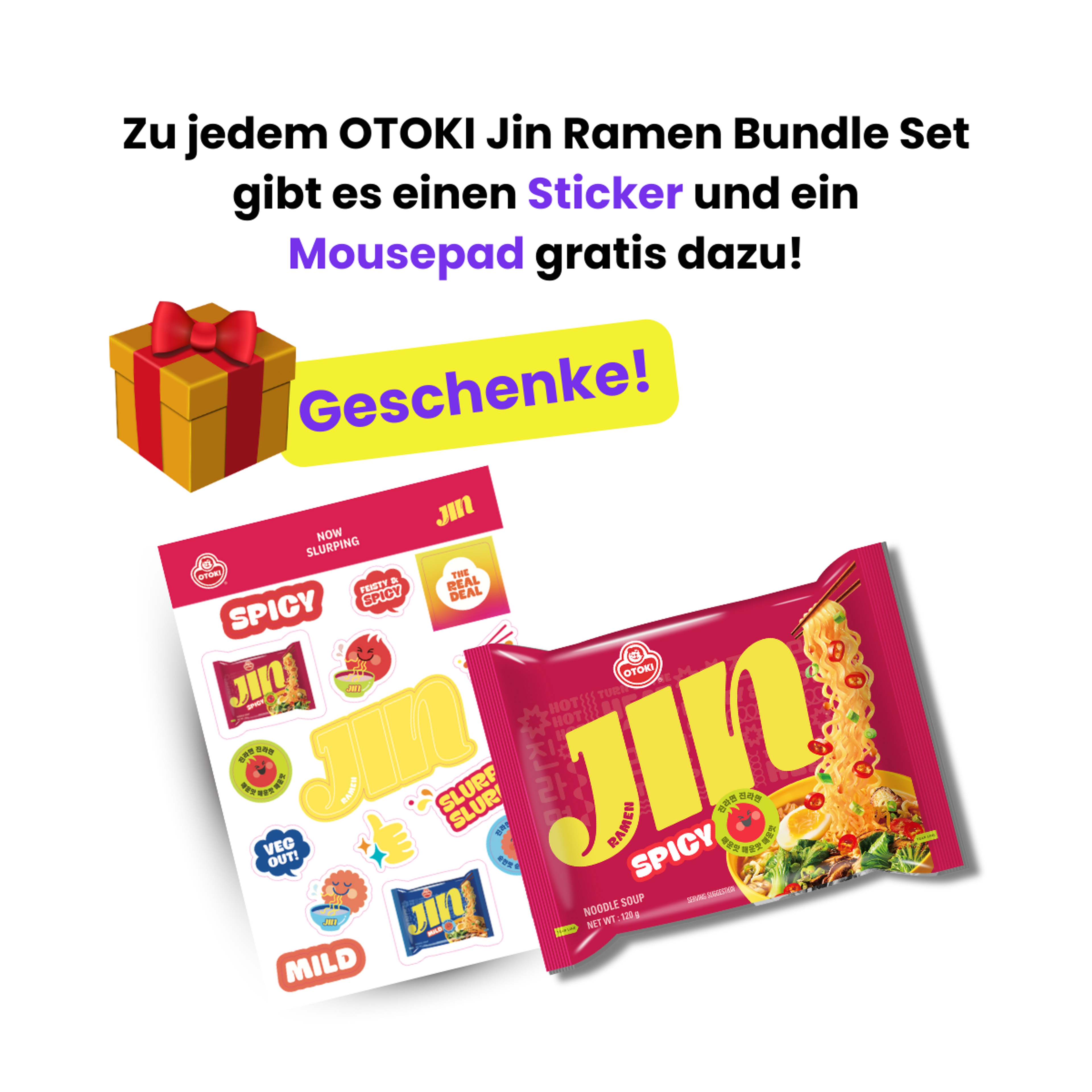 OTOKI JIN RAMEN Mild Bundle Set | Korean Mild Ramyeon Set with Exclusive BTS JIN Stickers
