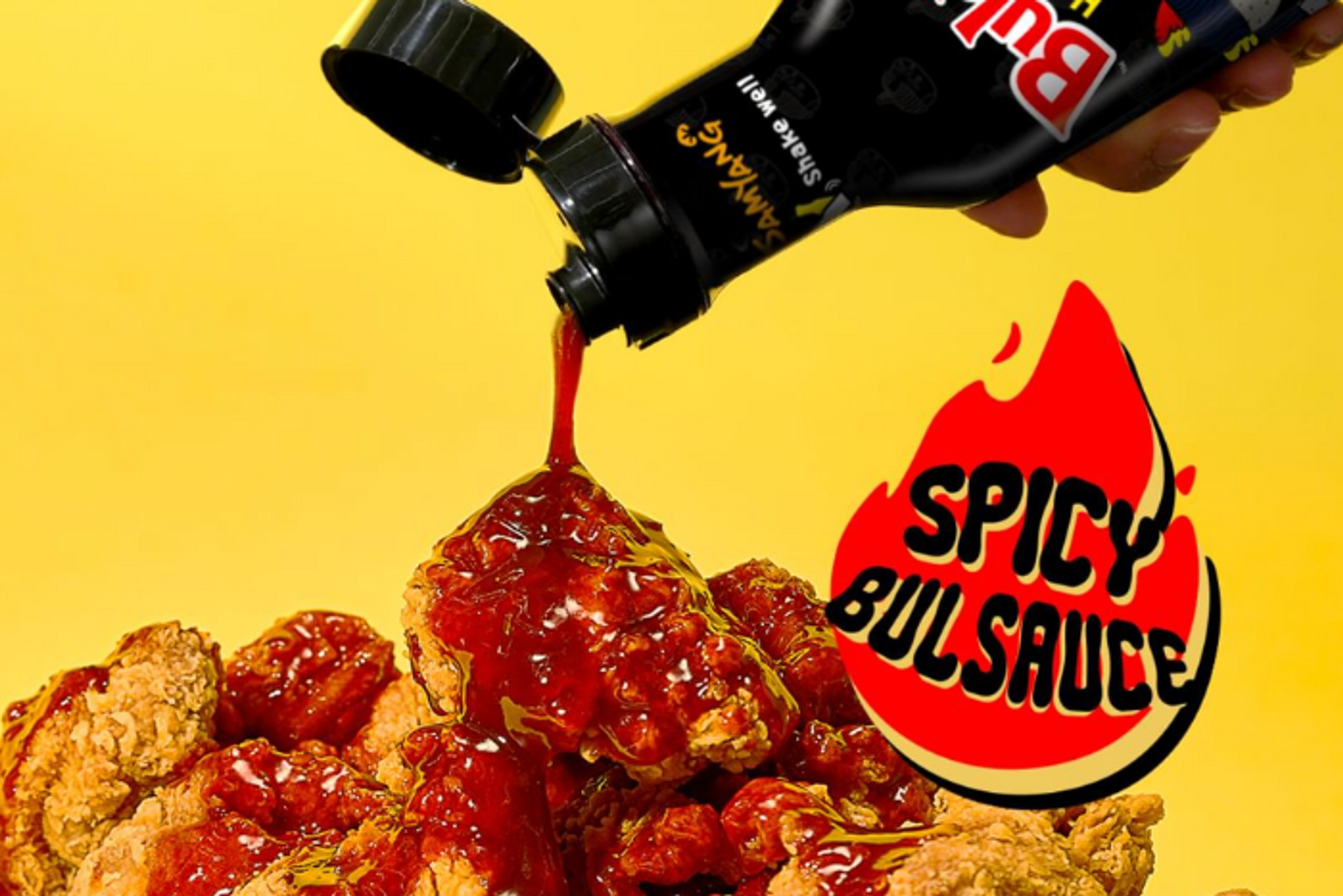 Samyang Buldak Hot Chicken Sauce auf Fried Chicken