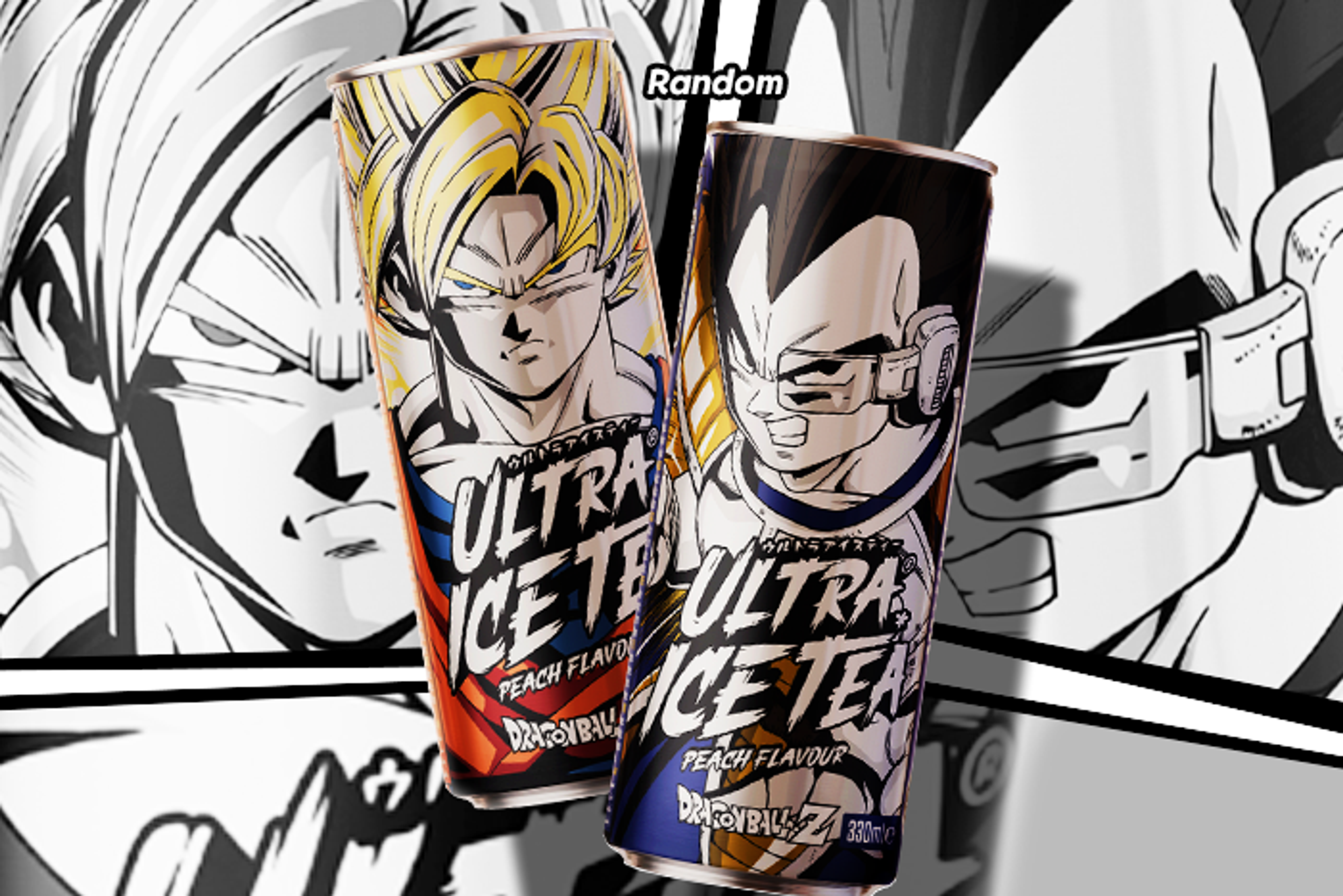 Dragon Ball Z Ultra Ice Tea Peach Flavour Dose mit Goku.