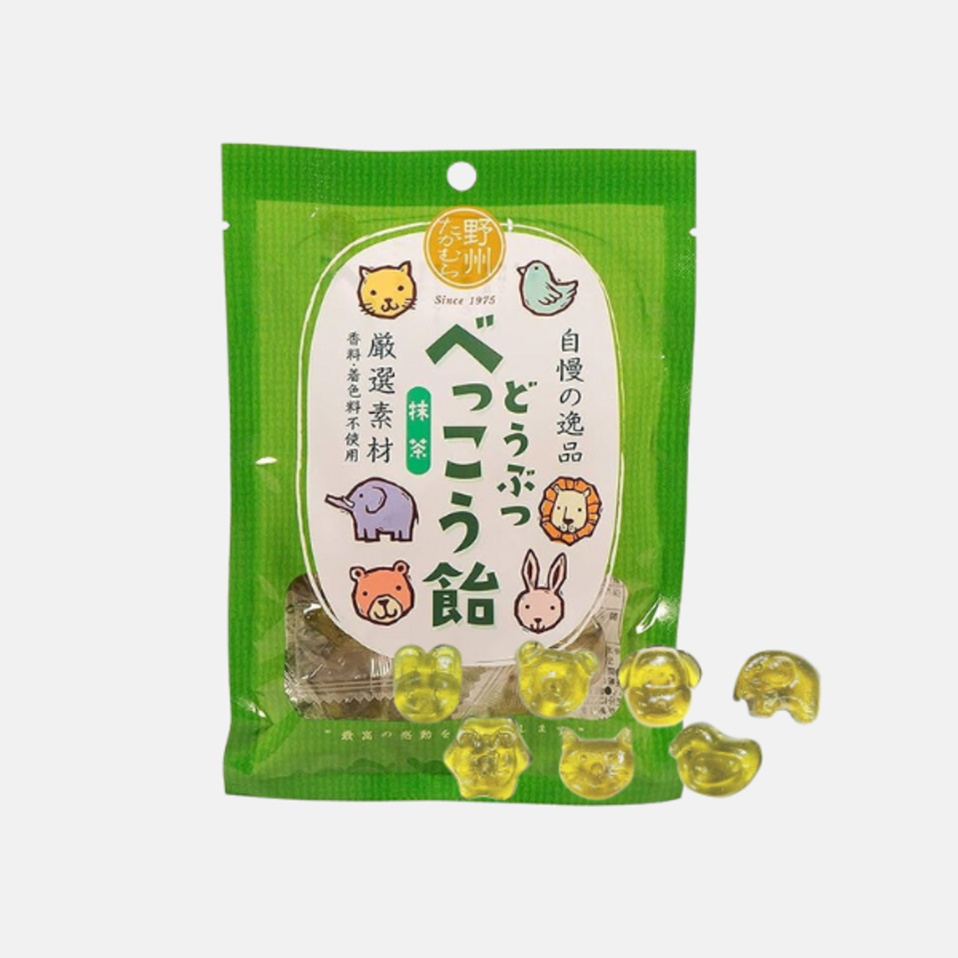 YASHU Bekko Animal Shaped Candy Matcha 65g – Traditionelle handgemachte Bonbons mit Matcha-Aroma und Tier-Designs