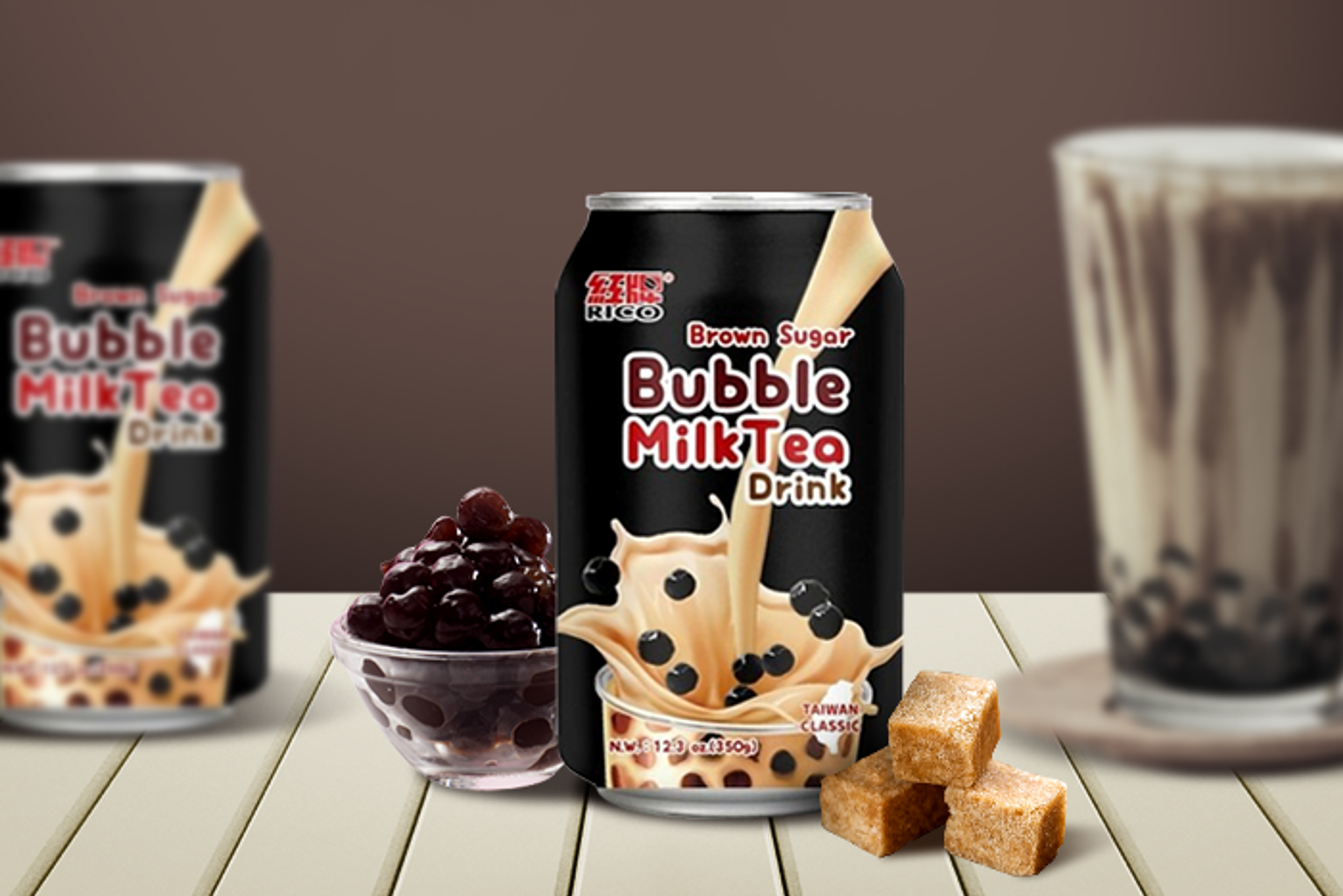 Rico Bubble Tea Drink Brown Sugar 350ml - Rich and Sweet Bubble Tea