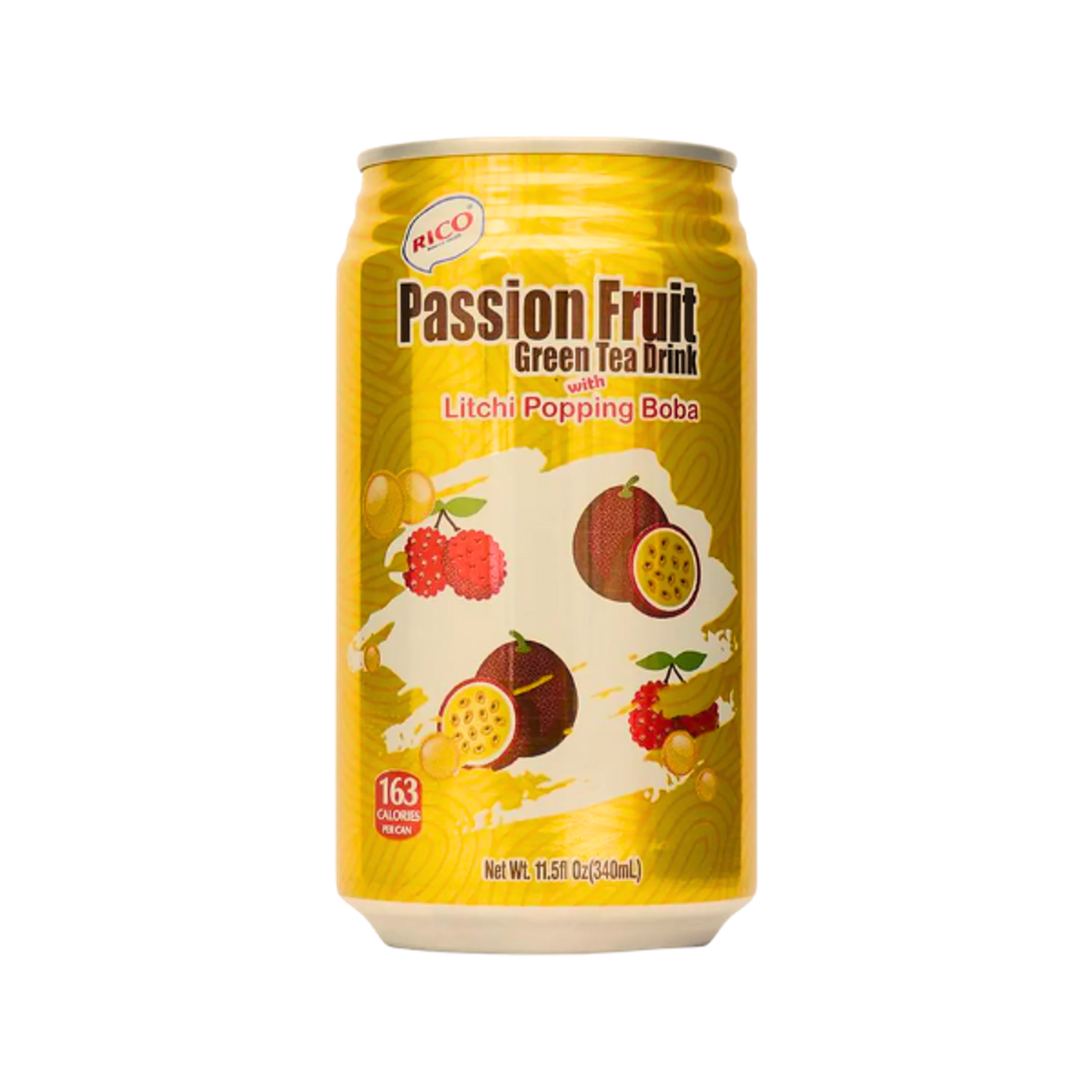 RICO Passion Fruit Green Tea Drink 340ml | Grüner Tee mit Passionsfrucht und Litschi-Boba