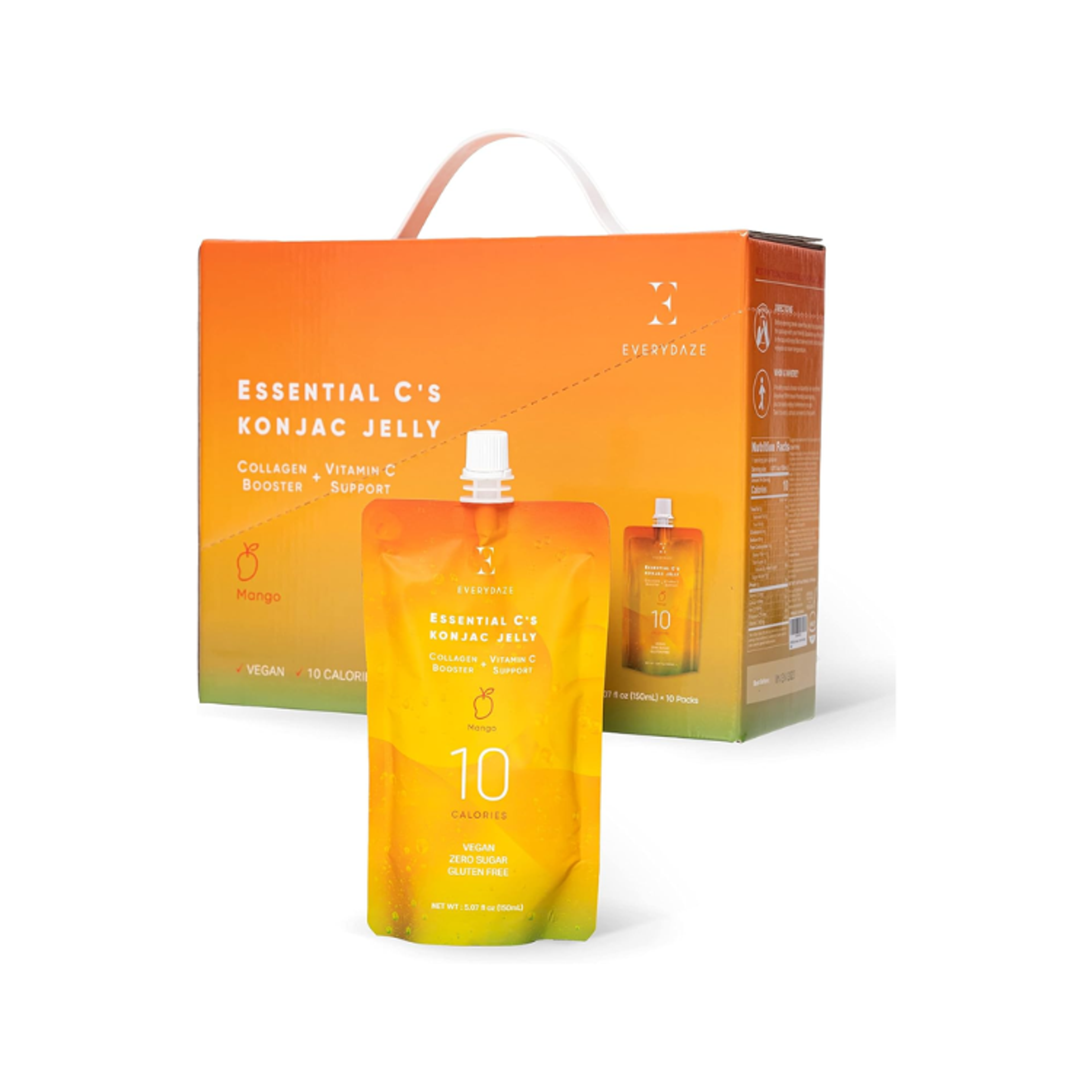 EVERYDAZE Essential C’s Konjac Jelly Mango 150ml - Erfrischender, kalorienarmer Snack mit Collagen und Vitamin C