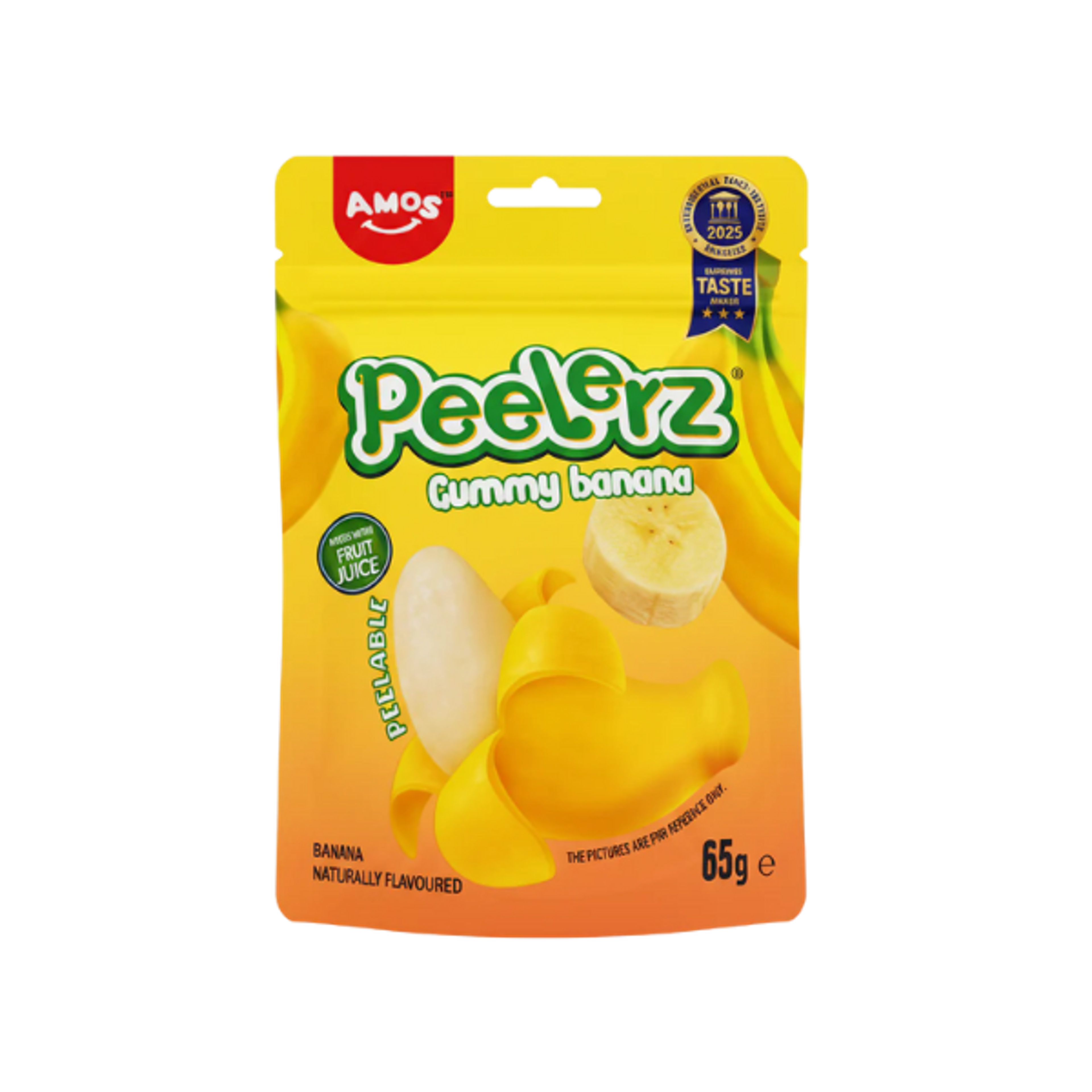 AMOS Peelerz Gummy Banana 65 g | Schälbare Bananen-Fruchtgummis mit natürlichem Aroma