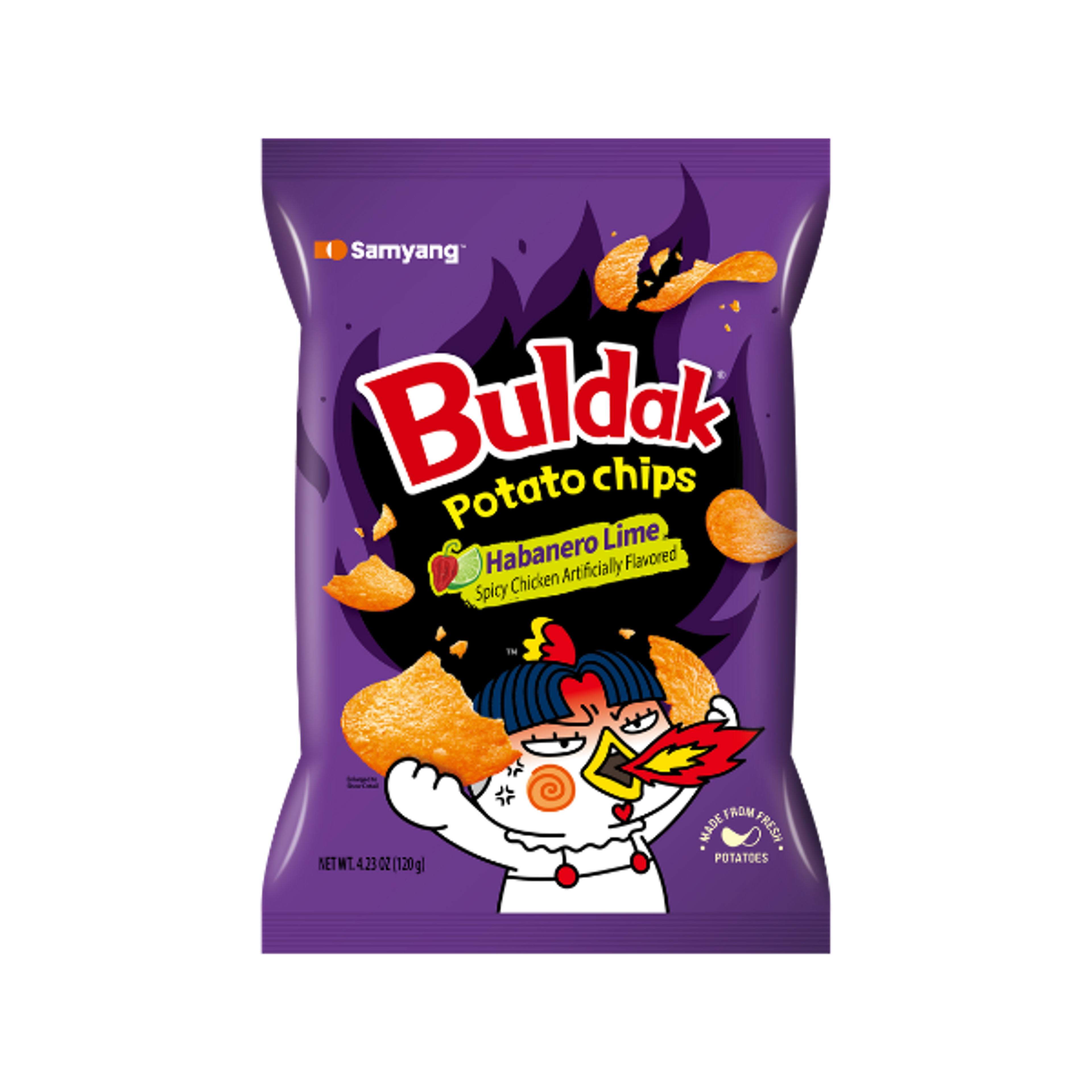 SAMYANG Buldak Potato Chips Chili & Lime 55 g | Würzige koreanische Kartoffelchips mit Habanero & Limette