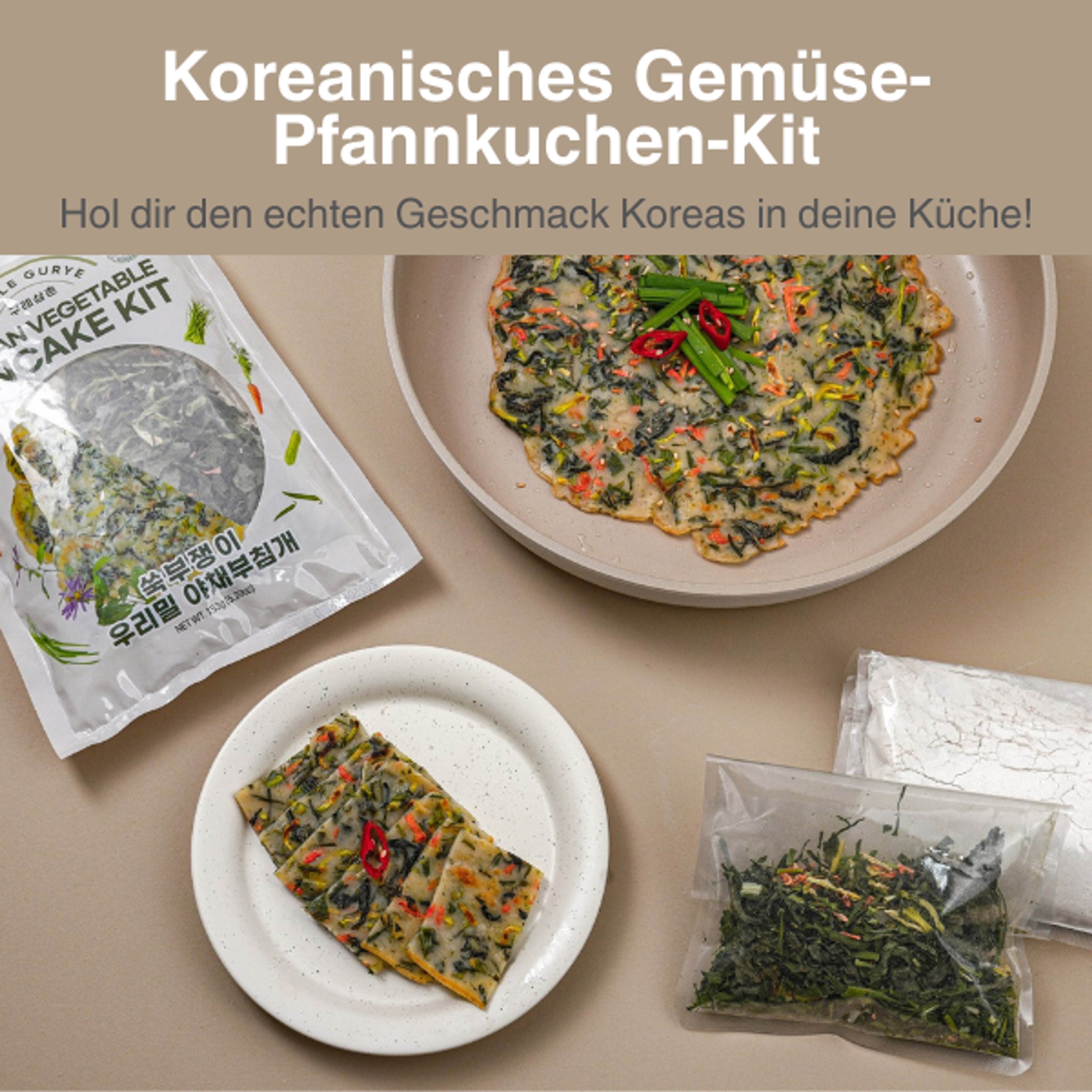 GURYE Korean Vegetable Pancake Kit 153g | Koreanisches Gemüsejeon-Set – mit Trocken-Gemüse & Mehl