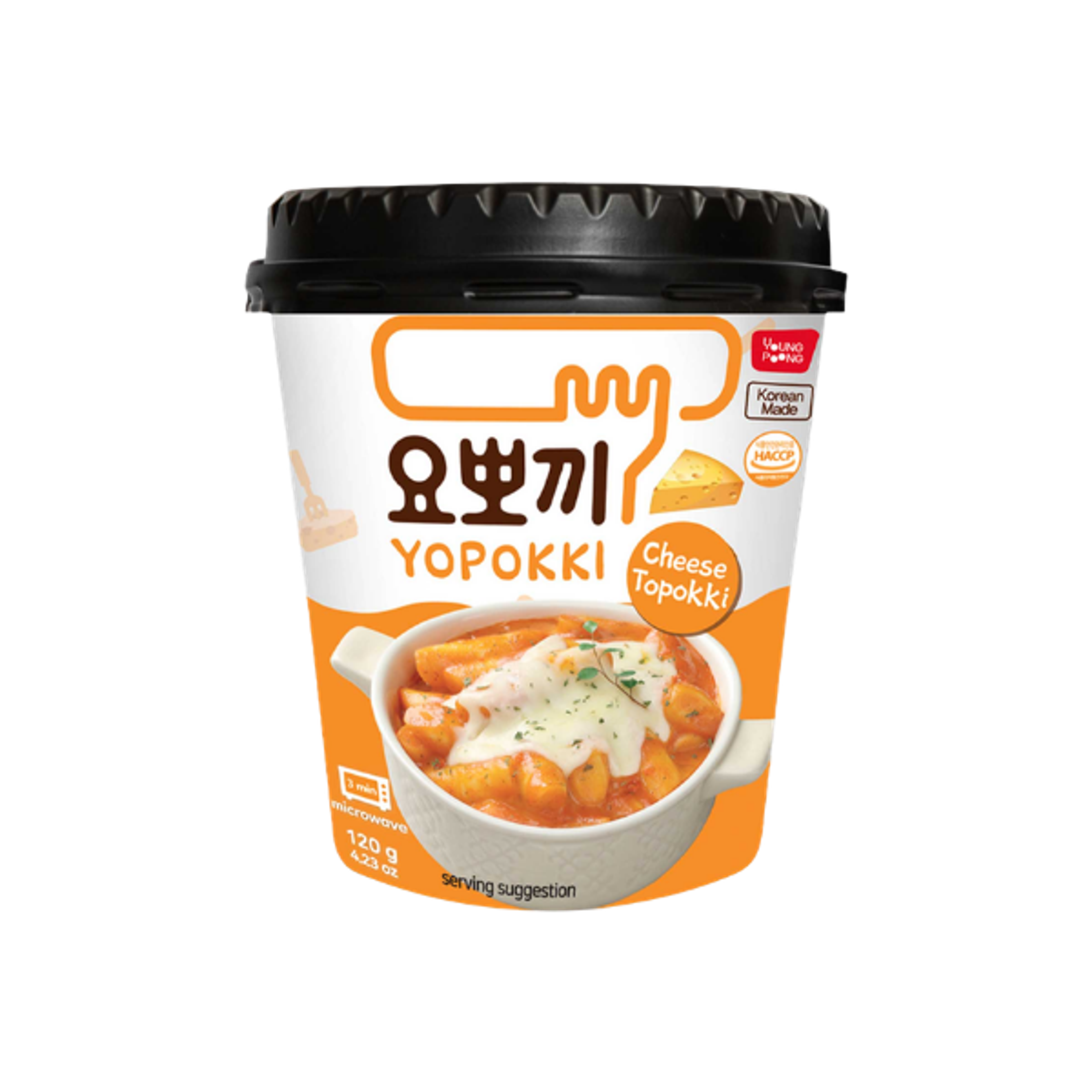 Yopokki Tteokbokki Cup Cheese 120g - Würziger Reiskuchen mit Käse