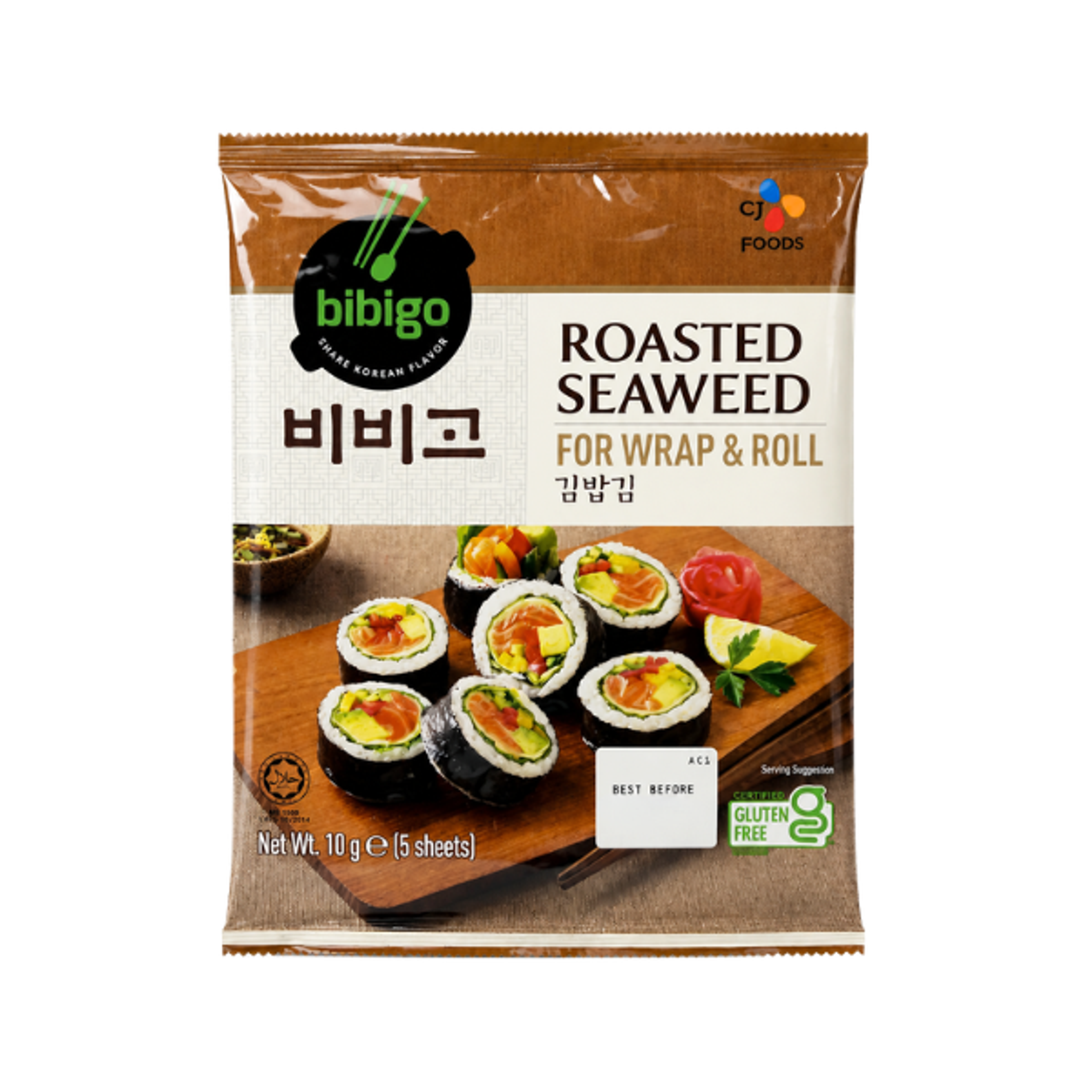 BIBIGO Roasted Seaweed For Gimbap & Roll 10 g | Koreanische Seetangblätter
