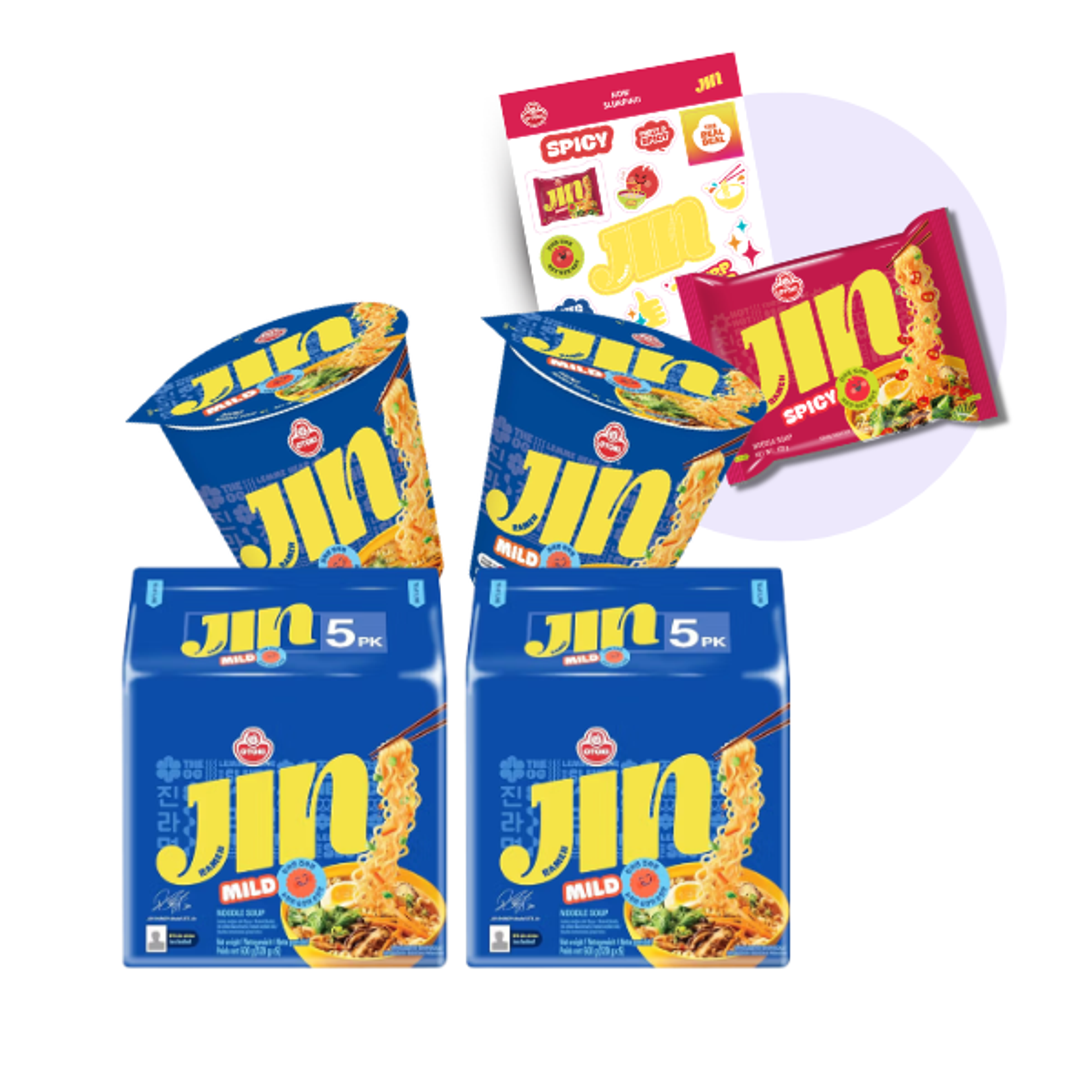 OTOKI JIN RAMEN Mild Bundle Set | Koreanisches Ramen-Set mit BTS JIN Stickern