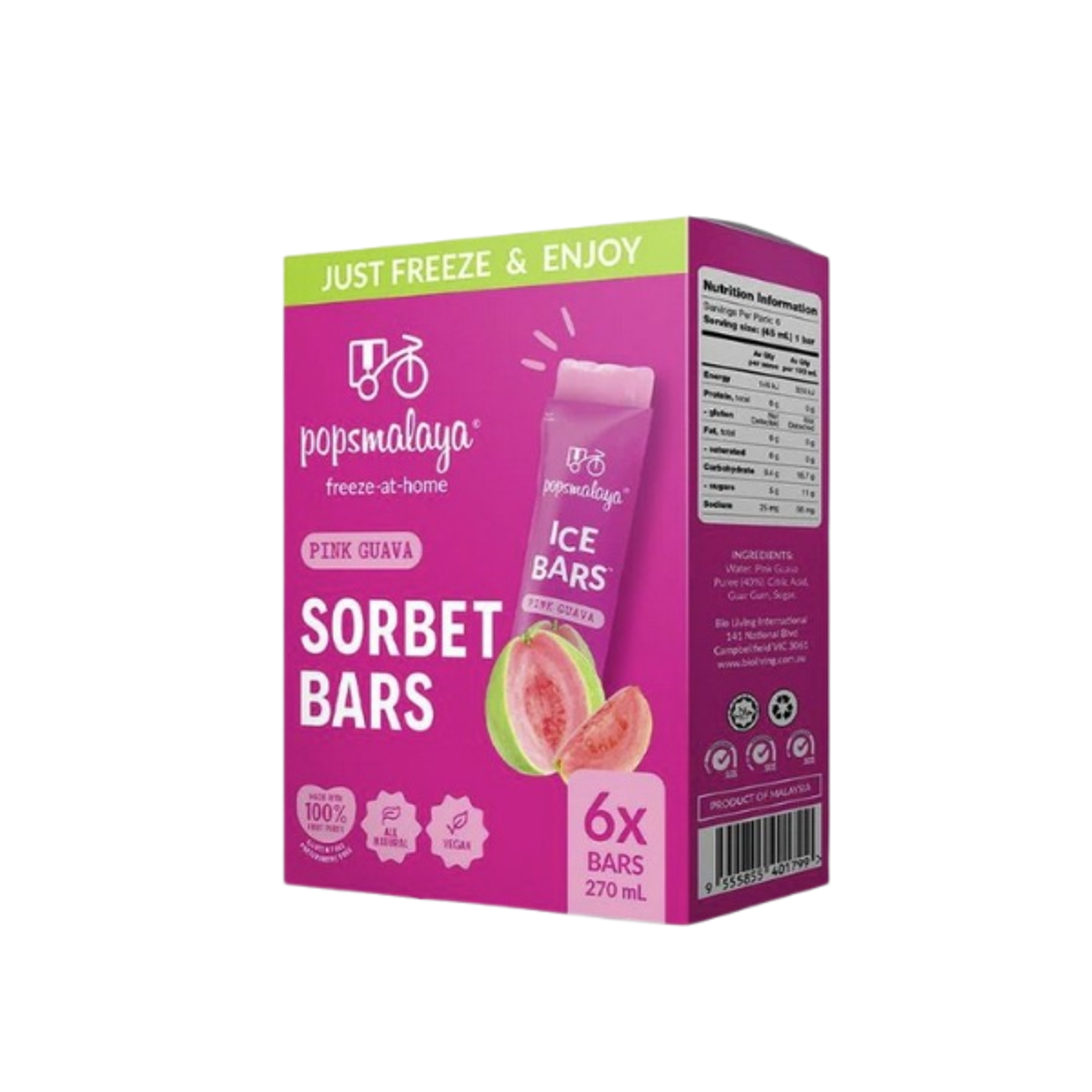 POPSMALAYA Sorbet Bar Pink Guave 270ml – Exotischer Eisgenuss