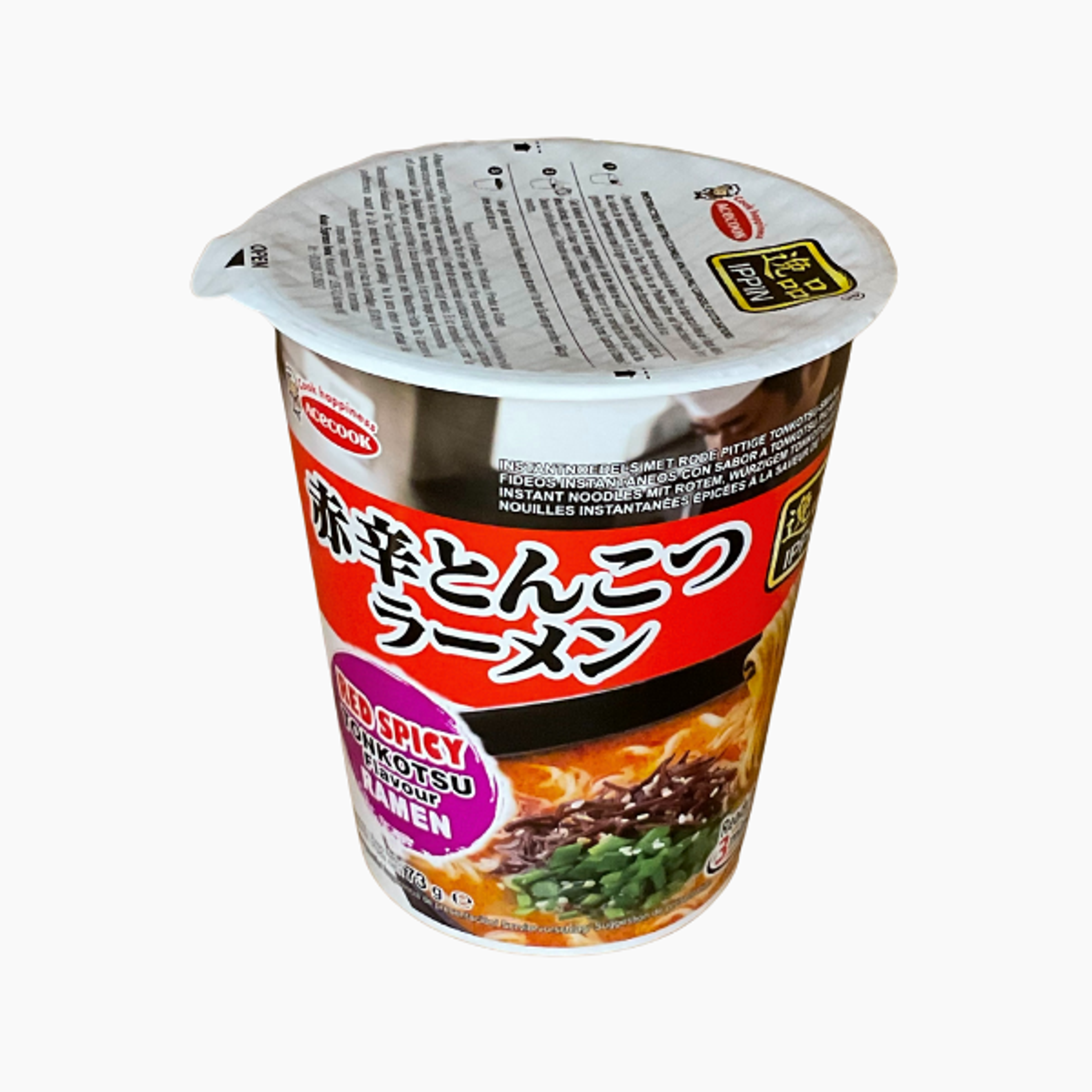 ACECOOK Red Spicy Tonkotsu Cup Ramen 73g | Scharfer Ramen mit cremiger Schweinebrühe im Becher