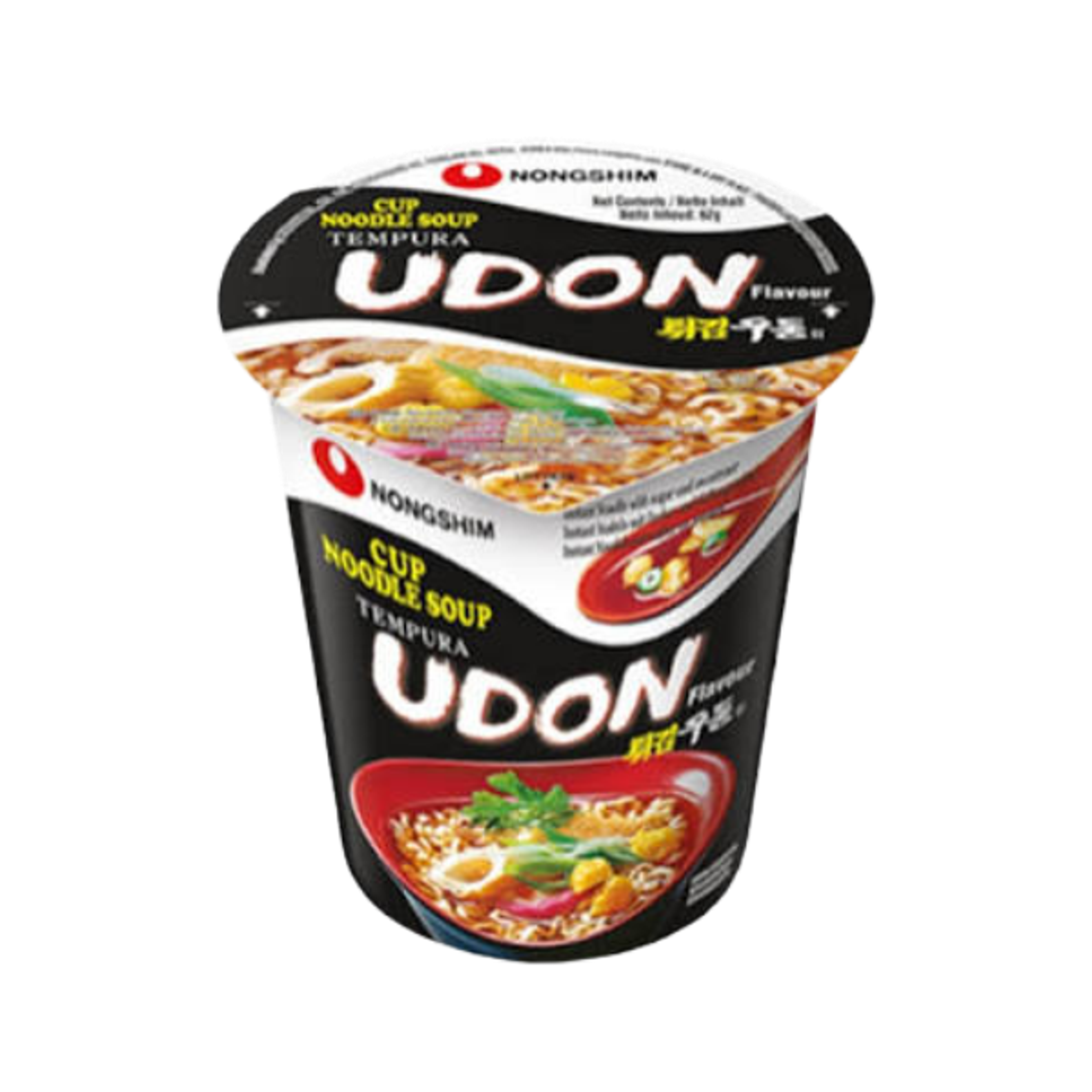 Nongshim Tempura Udon Cup 62g – Japanische Udon-Nudelsuppe mit Tempura-Geschmack