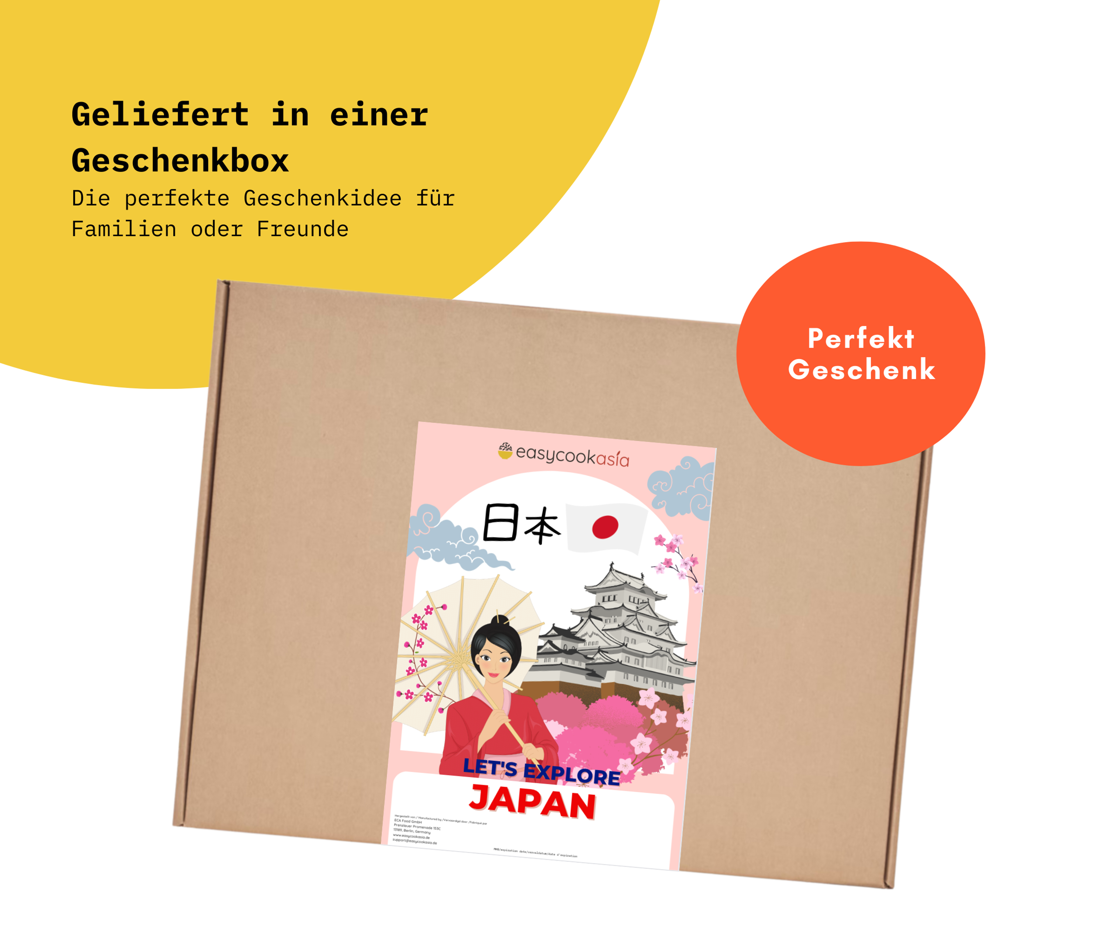 Einzeln verpackte Snacks und Getränke aus der Japan Surprise Snack Box.