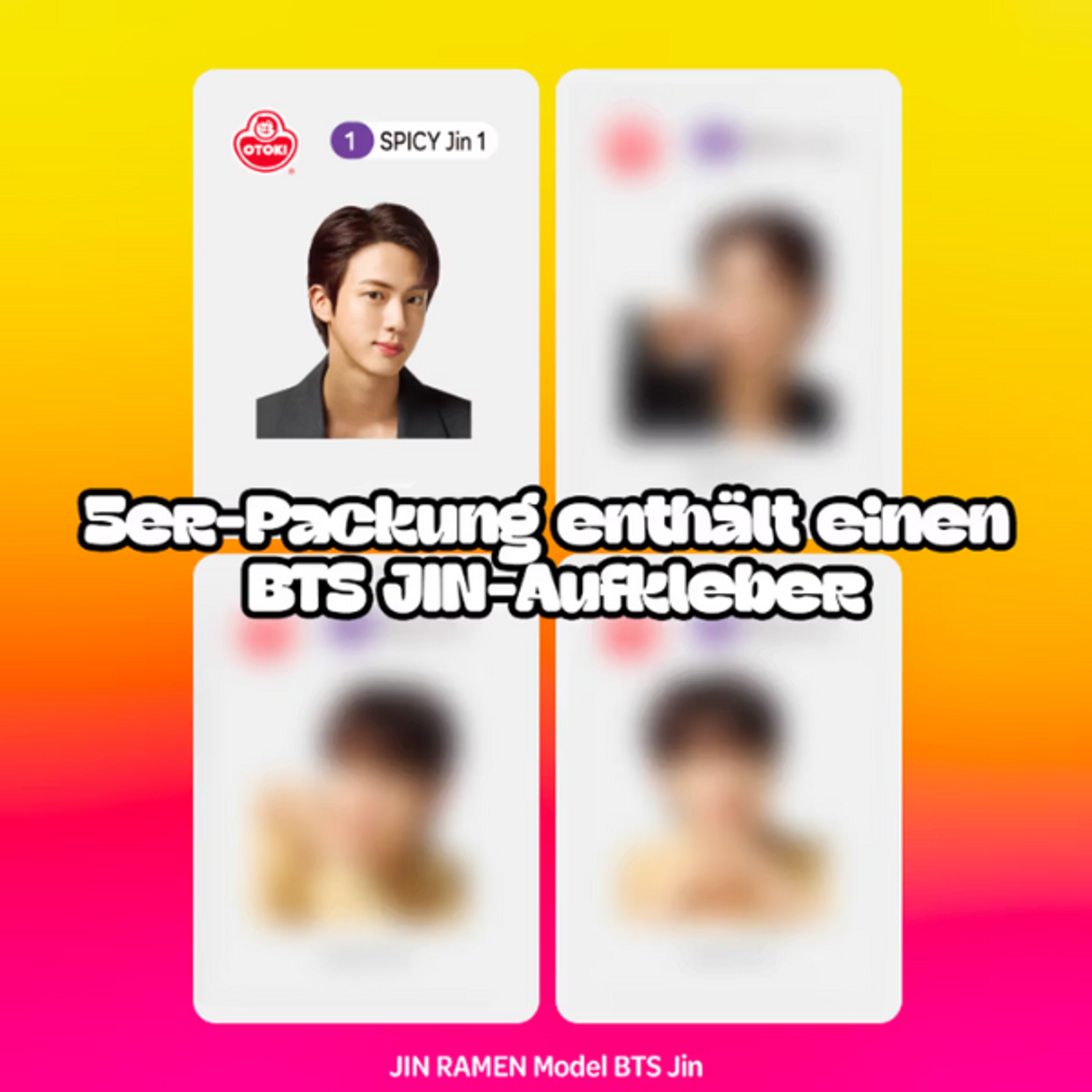 OTTOGI JIN RAMEN Mild Bundle Set | Korean Mild Ramyeon Set with Exclusive BTS JIN Stickers