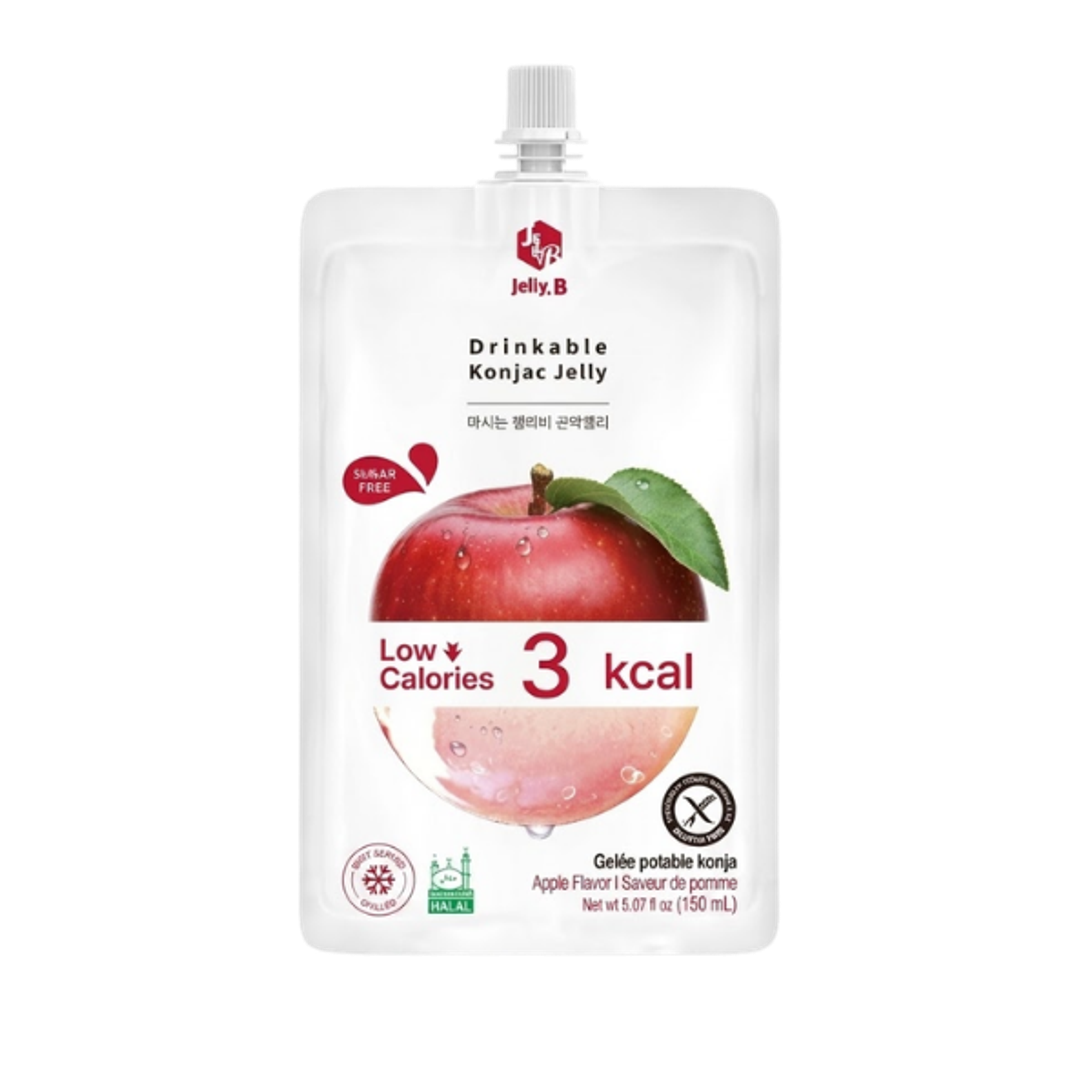 Jelly.B Drinkable Konjac Jelly Apple 150ml | Low-Calorie Jelly Drink with Apple Flavor
