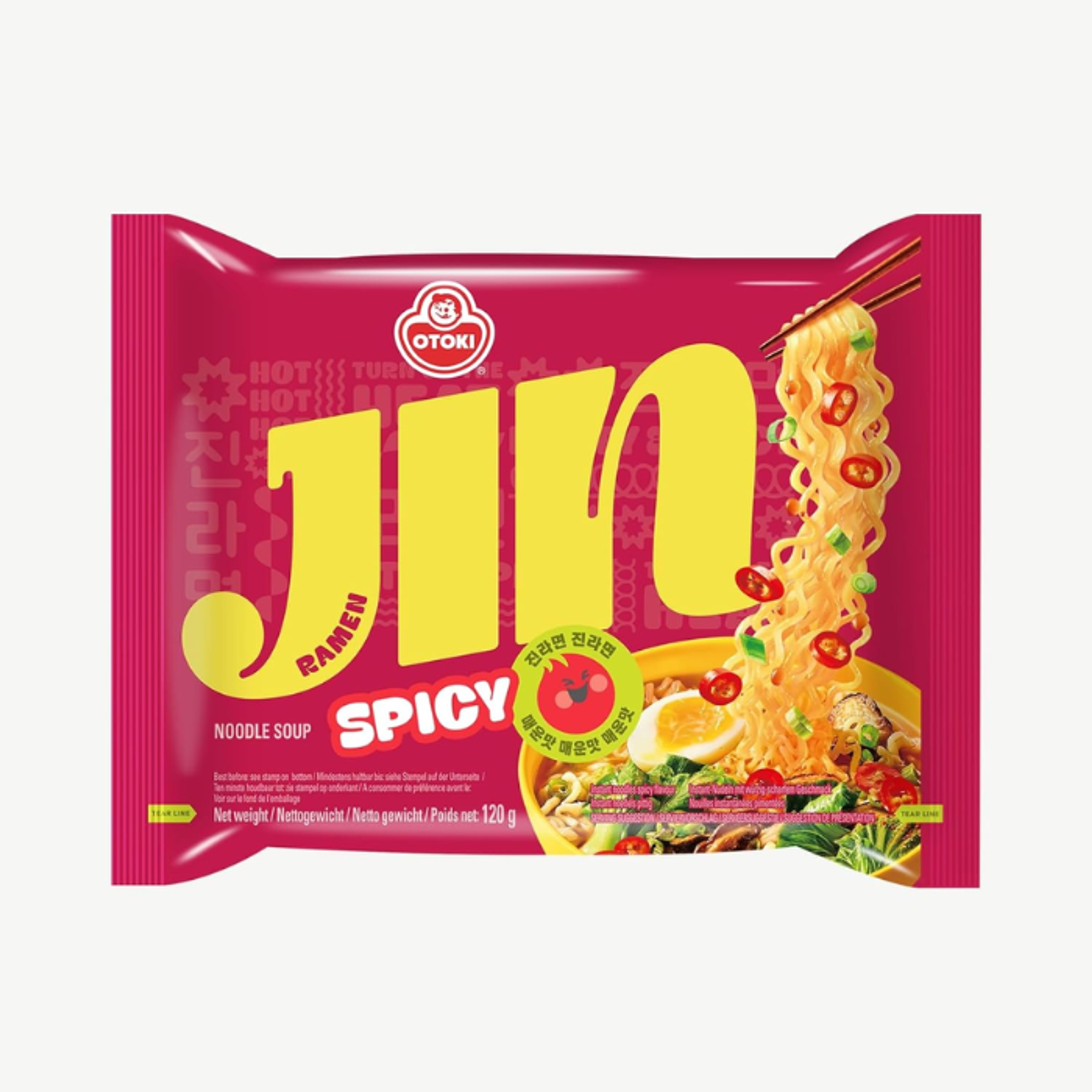 OTOKI Jin Ramen Spicy 5er-Pack | Würzige koreanische Ramyeon mit BTS Jin Sticker im neuen Look