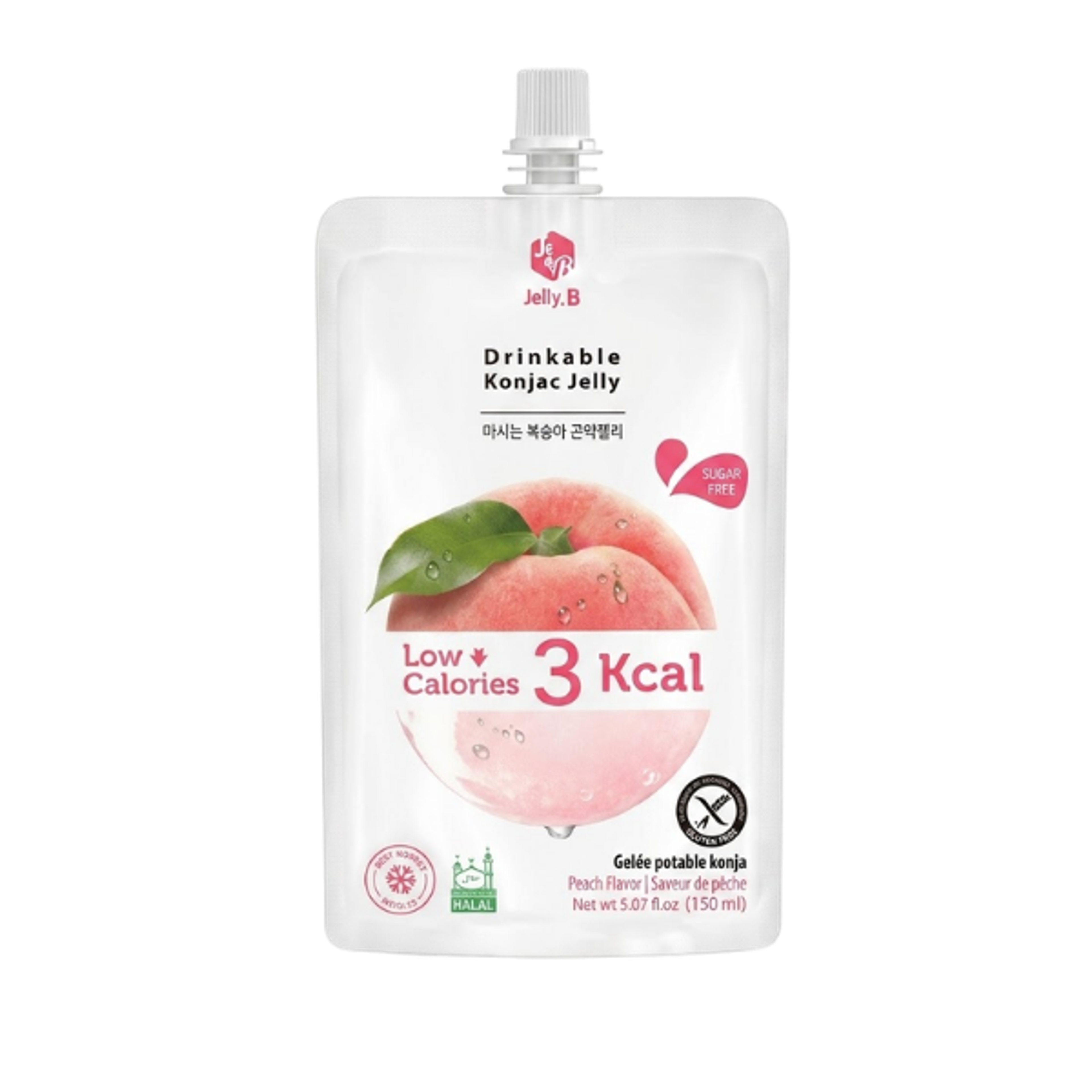 Jelly.B Drinkable Konjac Jelly Peach - Erfrischendes und gesundes Getränk, 150ml