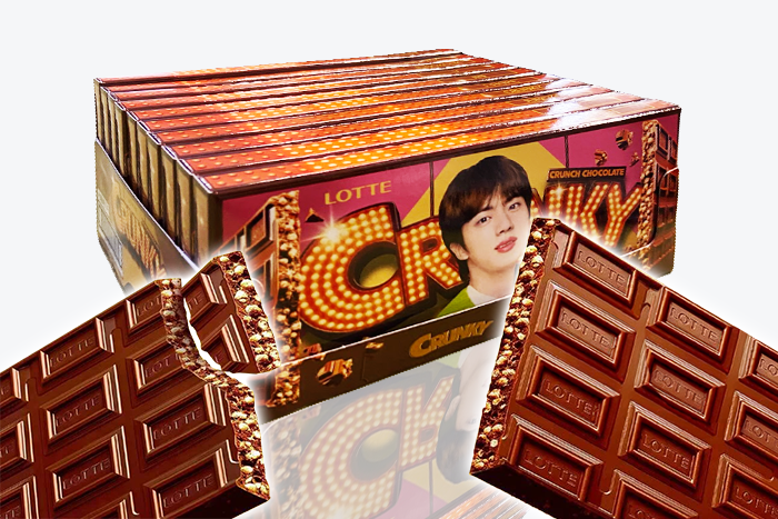 Mehrere-LOTTE-Crunky-Crunch-Chocolate-BTS-Packungen-nebeneinander