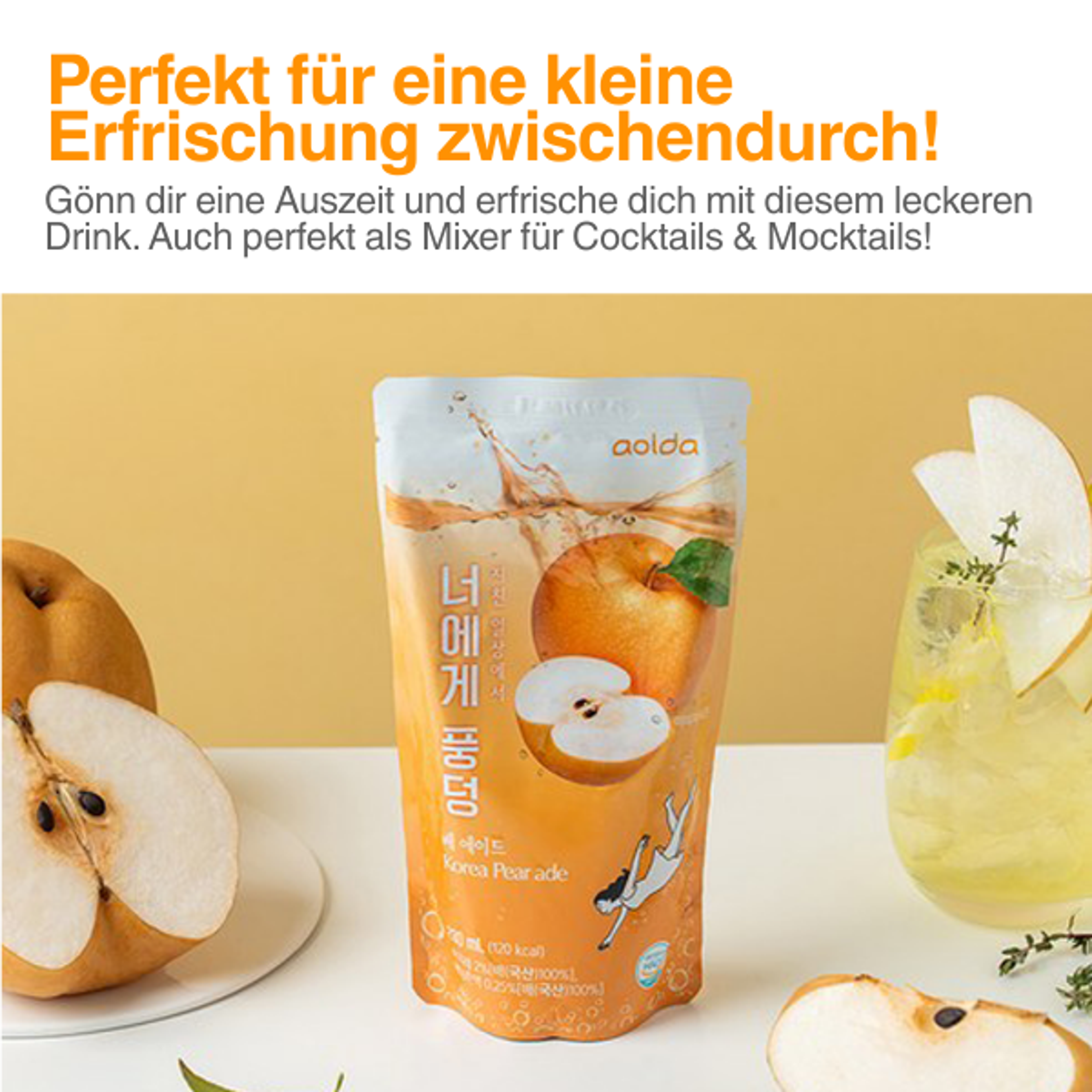 AOLDA Pouch Drink Korean Pear Ade 230ml | Korean Pear Ade in a Pouch – Refreshing & Handy