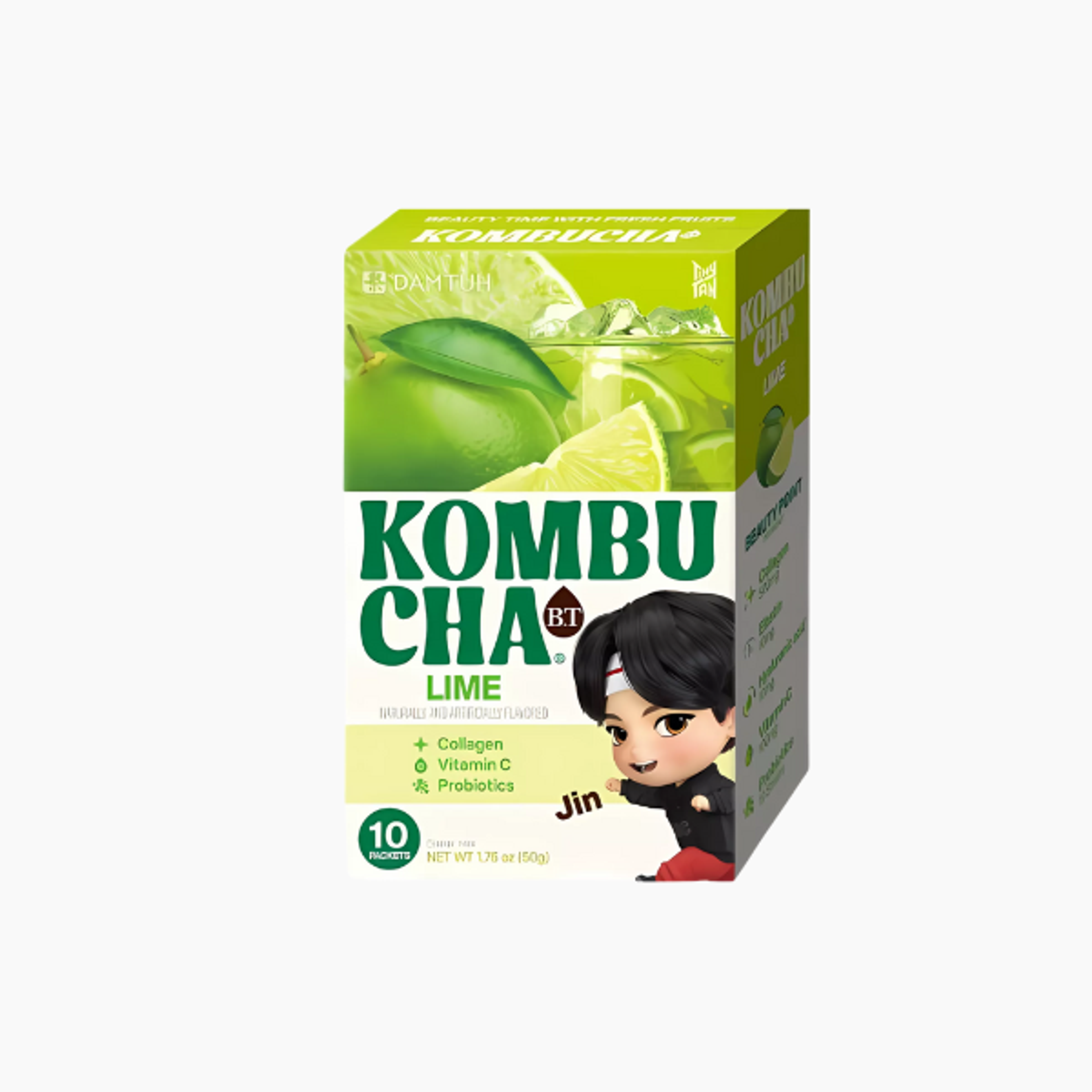  BTS X DAMTUH Kombucha Lime 10er – Erfrischender Tee mit Kollagen, Vitamin C & Probiotika