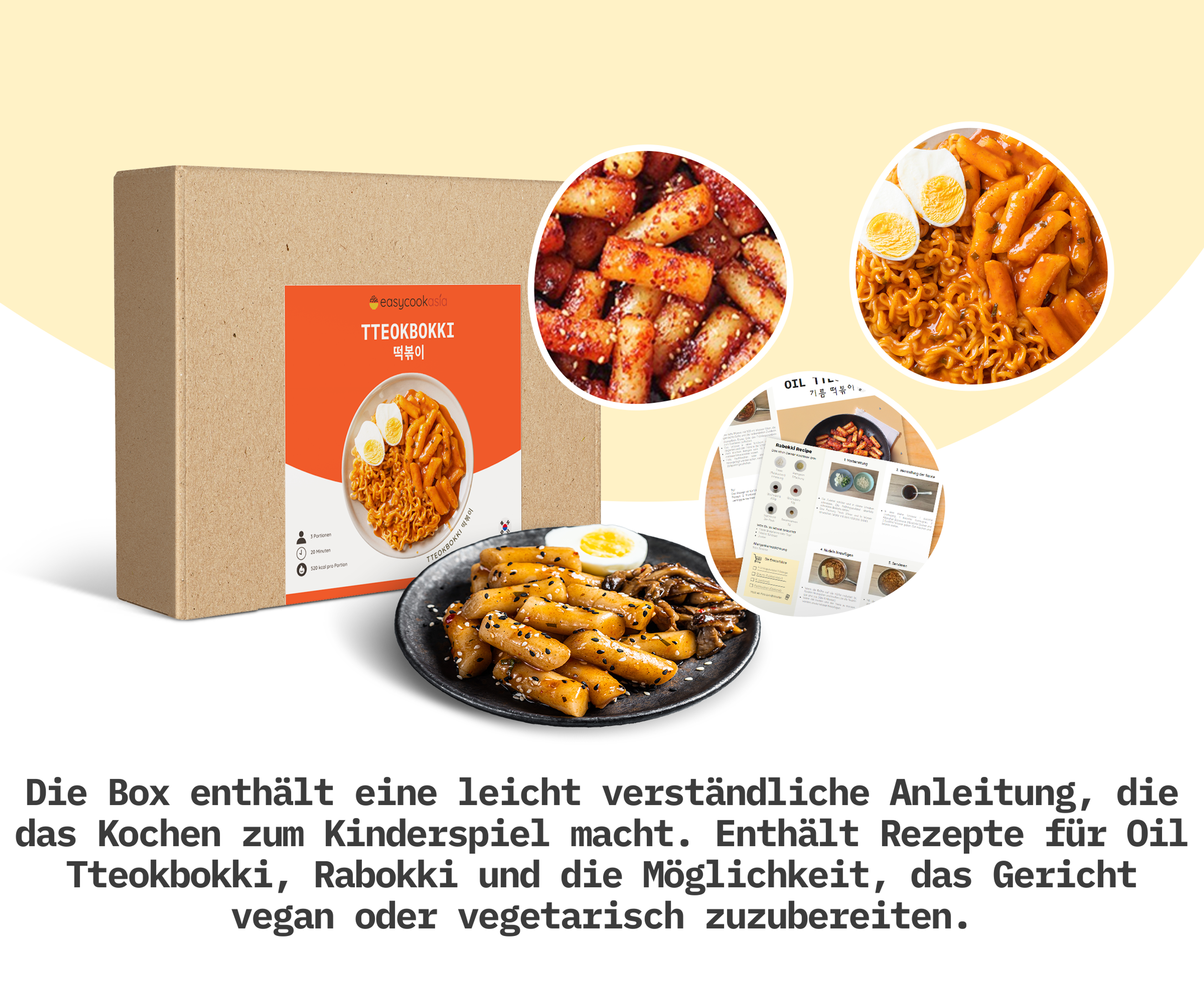 Tteokbokki Box - Koreanisches Street Food für Zuhause, 3 Portionen, 20 Minuten Zubereitungszeit