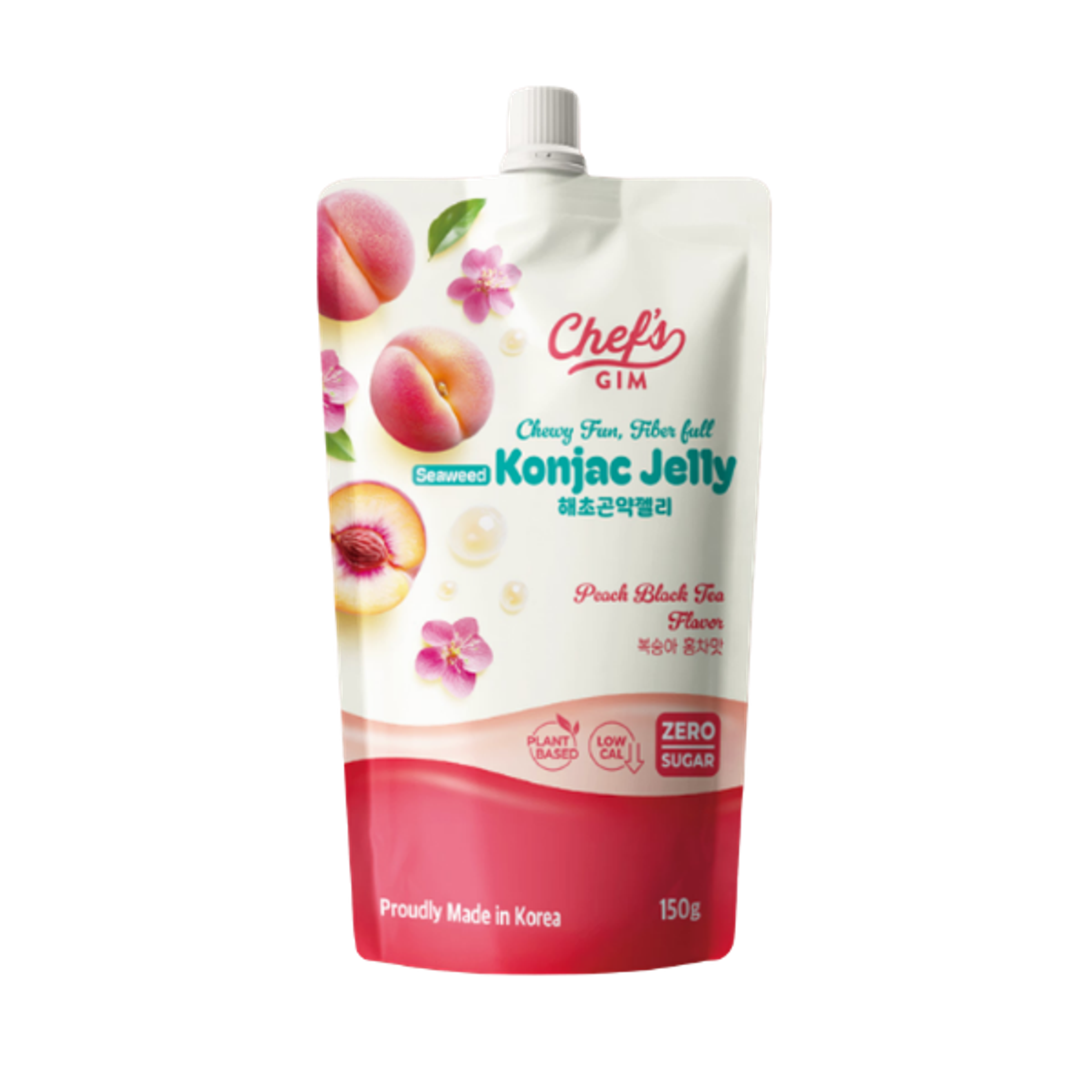 Chef’s Gim Konjak-Getränkegelee | 10er Set à 150g | Vegan, Kalorienarm, zuckerfrei & ballaststoffreich | 3 Sorten: Pfirsich-Schwarztee, Kamille-Litschi, Lavendel-Apfel-Mango (Pfirsich-Schwarztee)