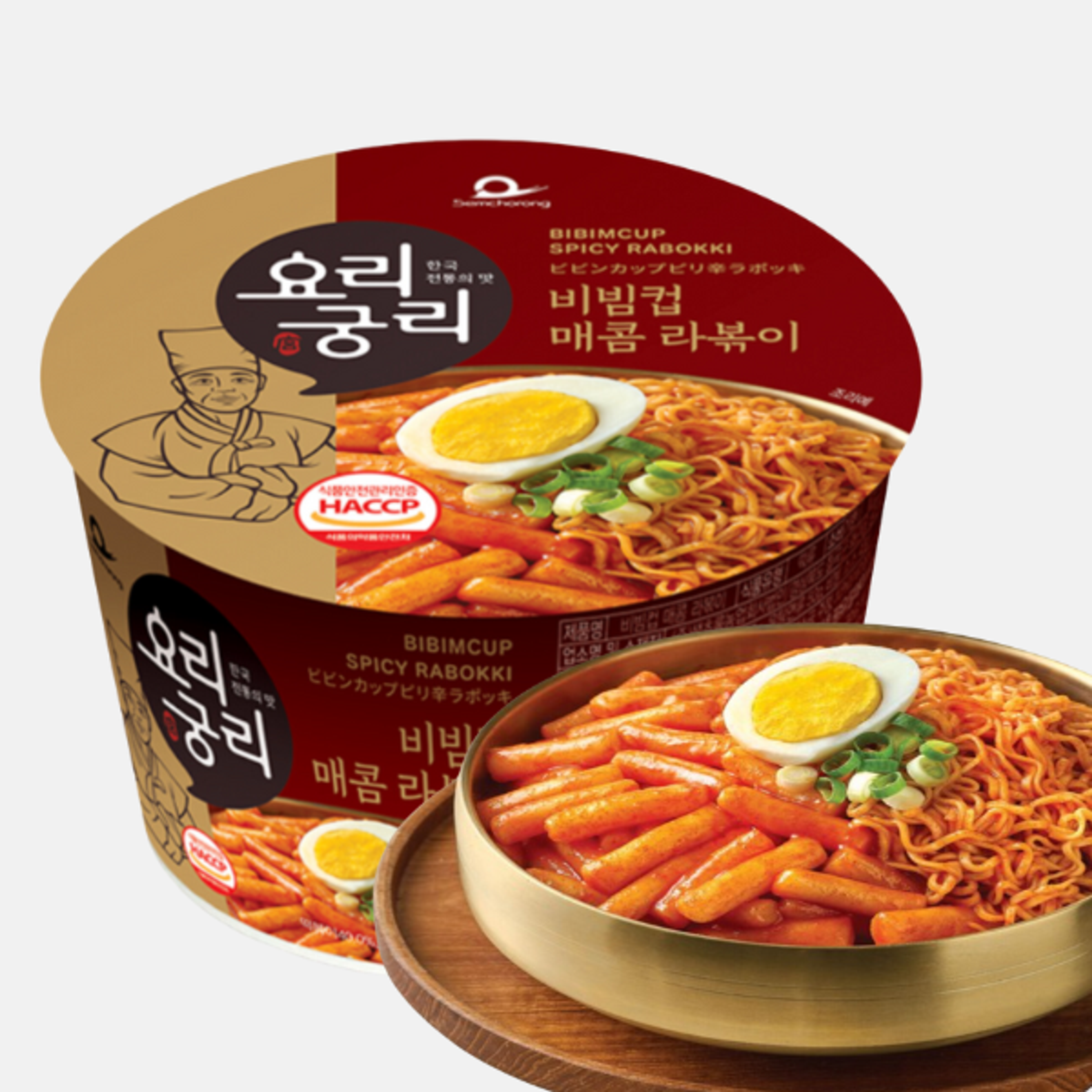 Yorigungri Bibimcup Spicy Rabokki 150g – Korean Rice Cake and Noodles in Spicy Sauce, Free from Trans Fats and Preservatives