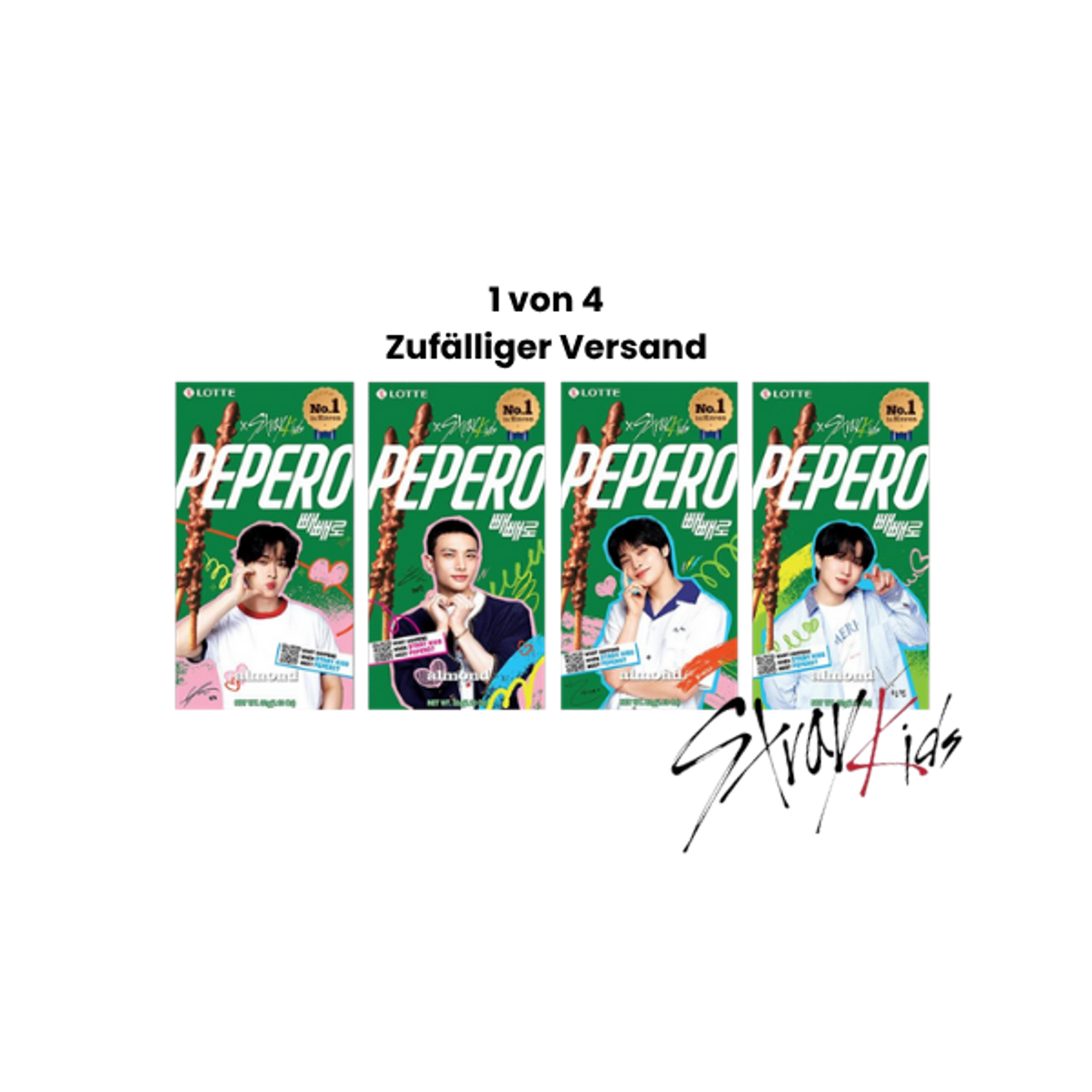 LOTTE X STRAYKIDS PEPERO Almond 32g – Zufälliger Versand