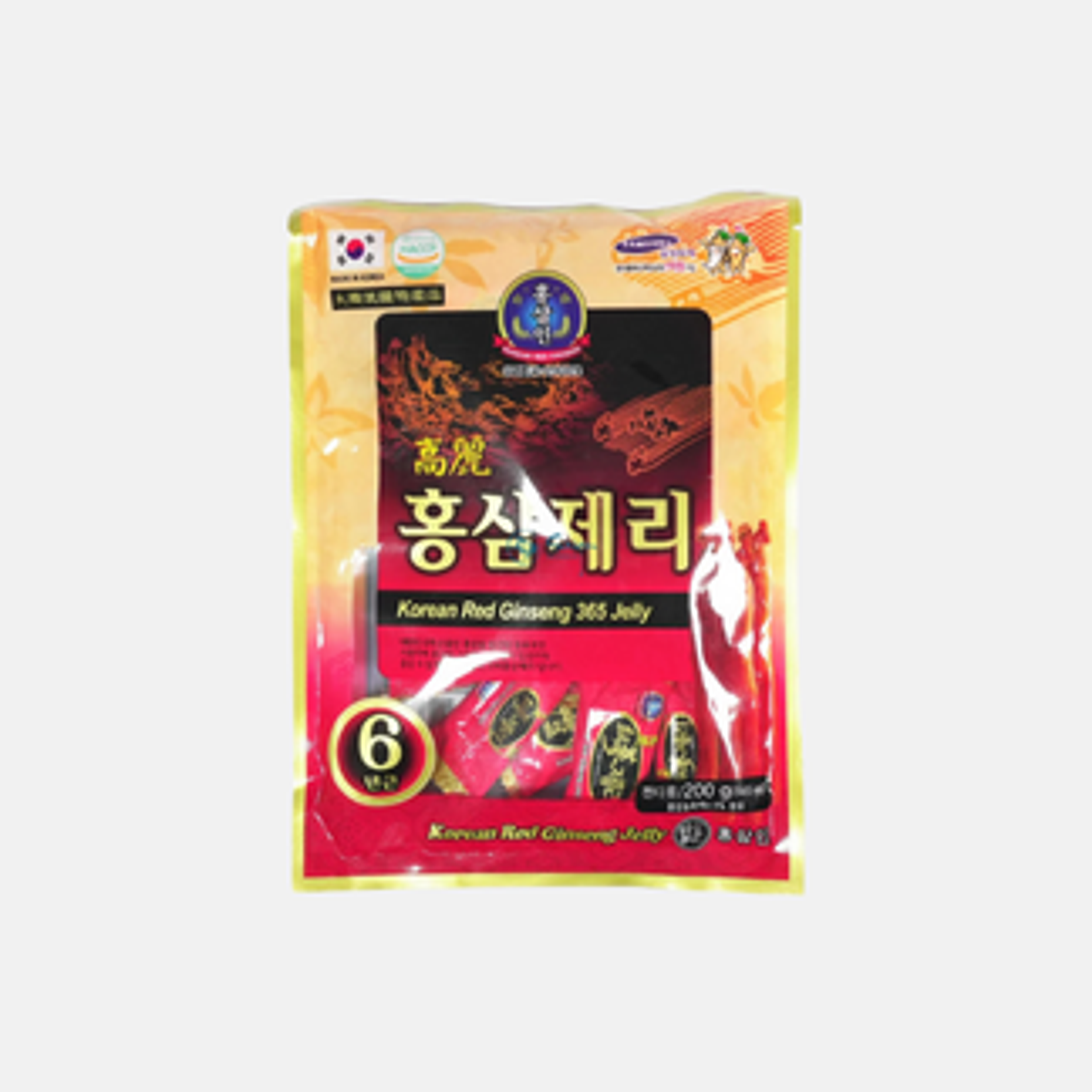 ONGSAMIN Korean Red Ginseng Jelly - 6 Jahre alter roter Ginseng - 200g | Koreanische Premium-Ginseng-Süßigkeit