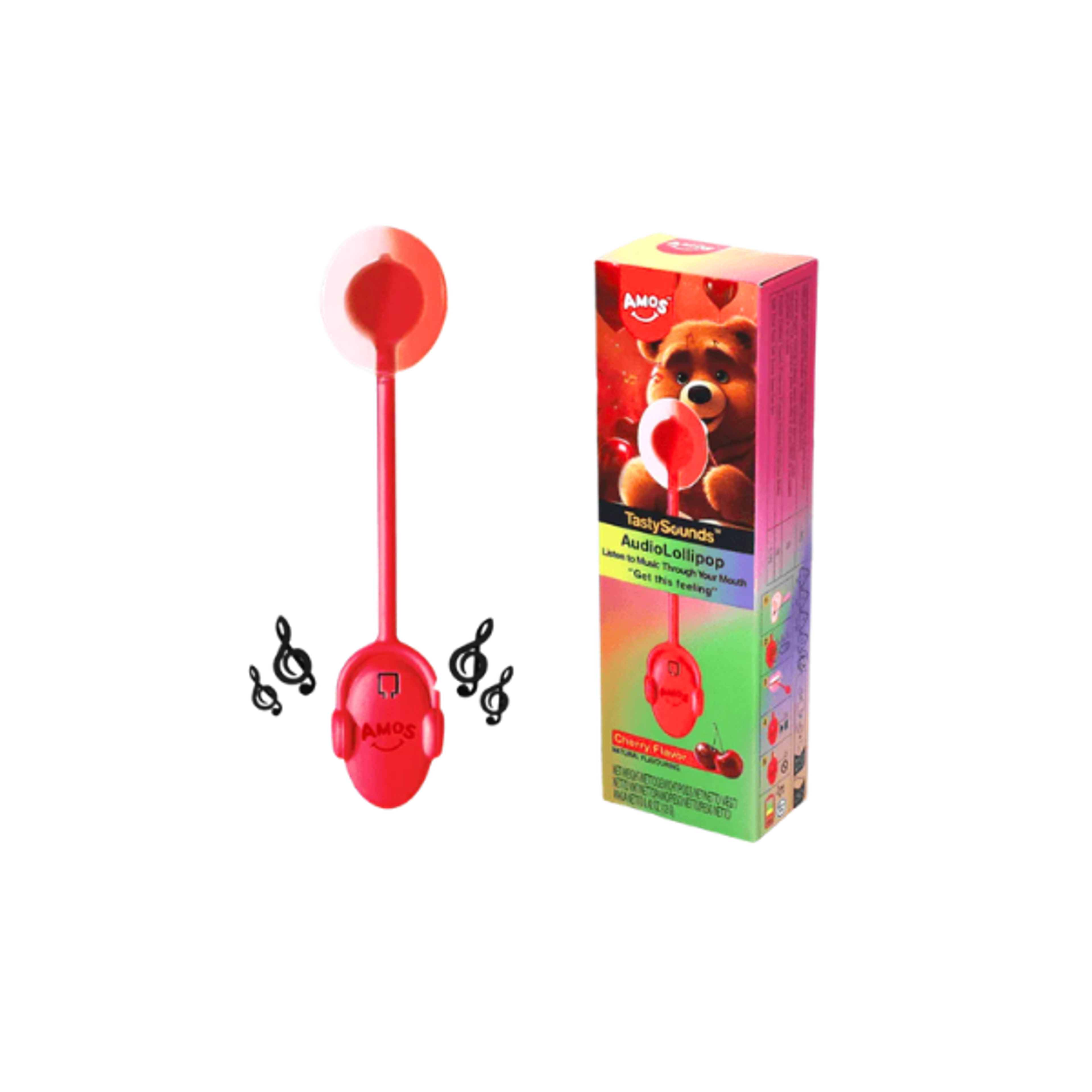 AMOS TastySounds Audio Lollipop Cherry 12g | Kirsch-Lutscher mit Sound