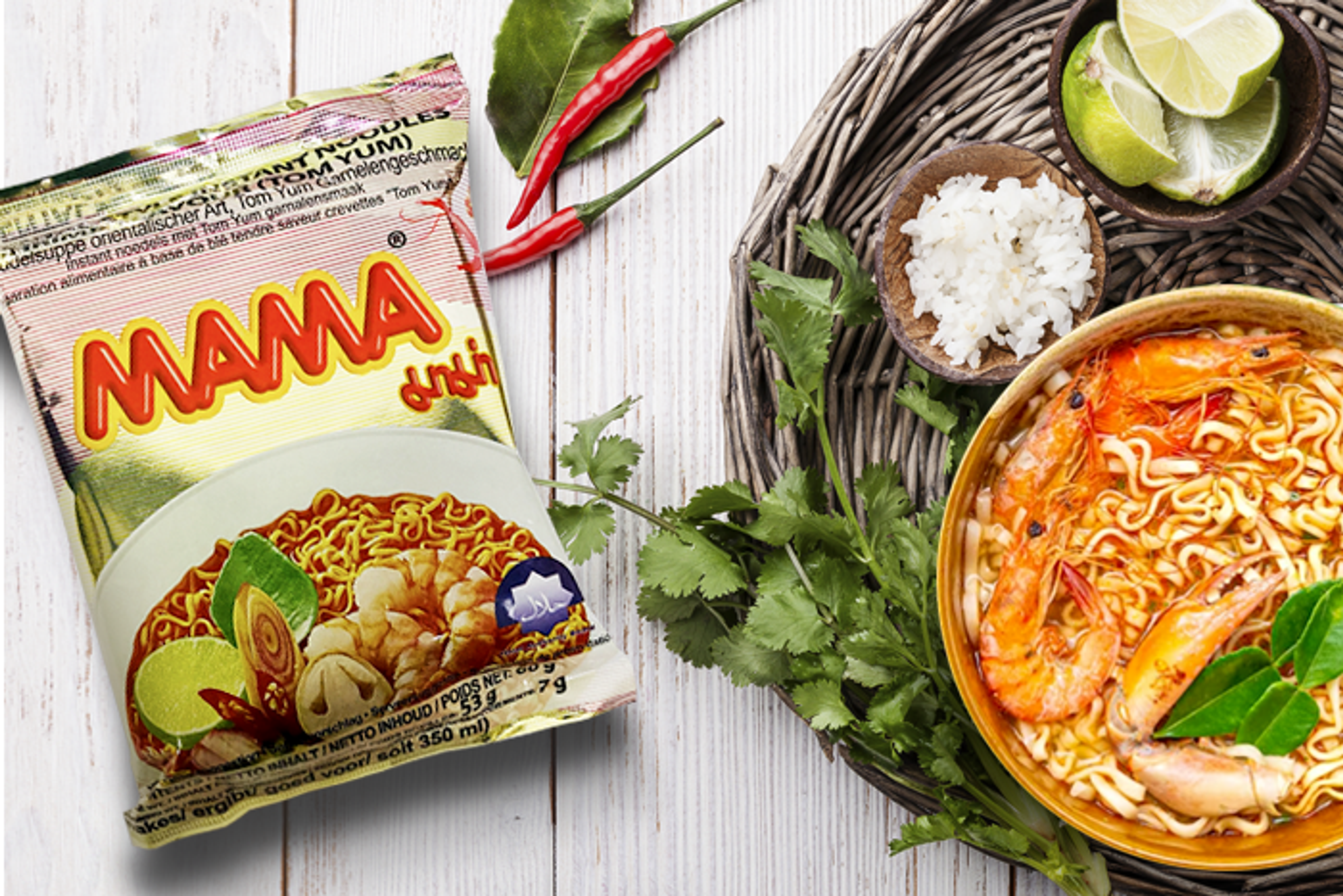 MAMA Instant Nudeln Garnelen Tom-Yum 60g – Schnell, Lecker, Thailändisch