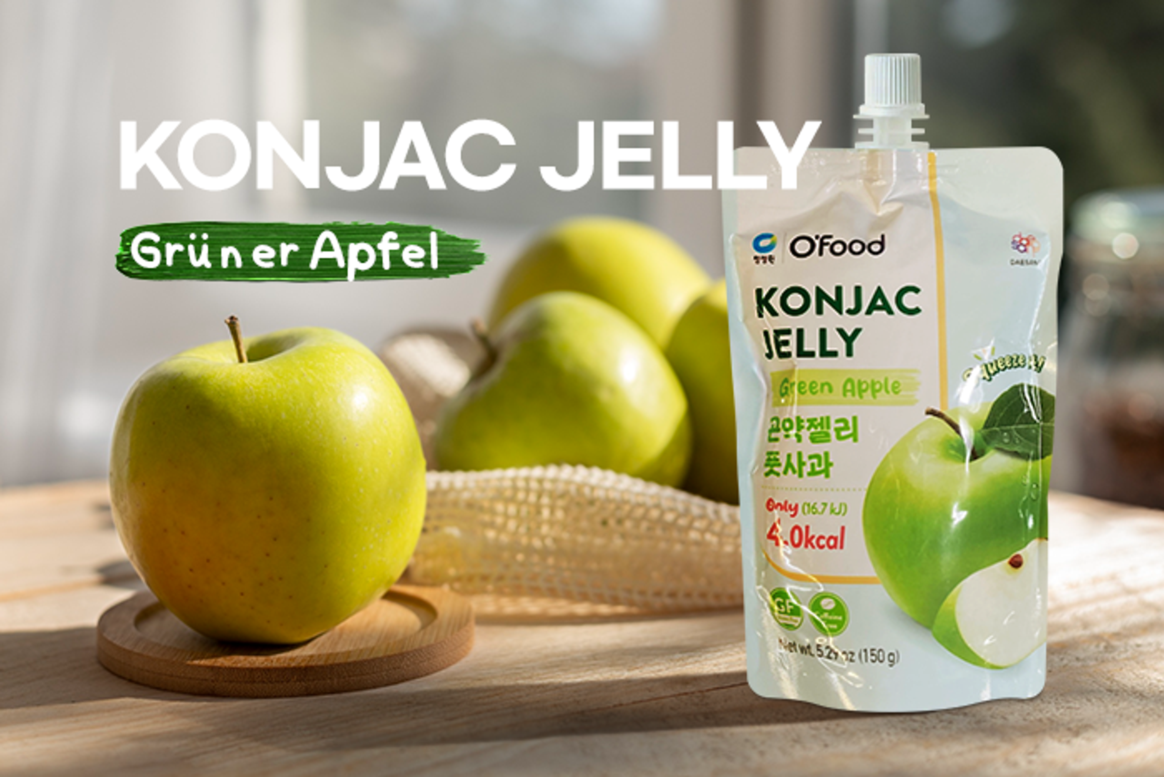 O' Food Konjac Jelly Green Apple 150g - Qualitativ hochwertiges Konjac