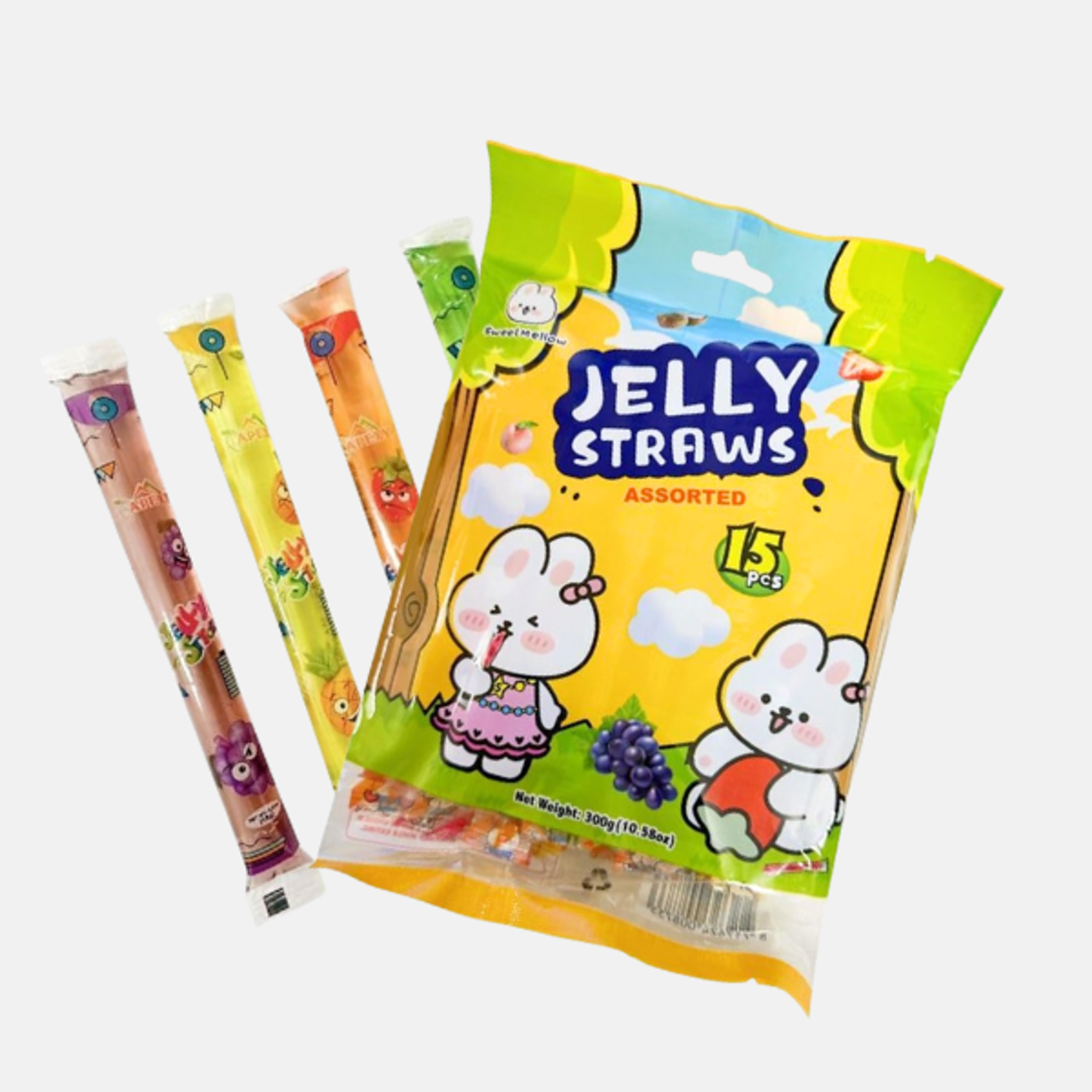 SWEETMELLOW Jelly Straws 300g - Frucht-Gelee-Strohhalme