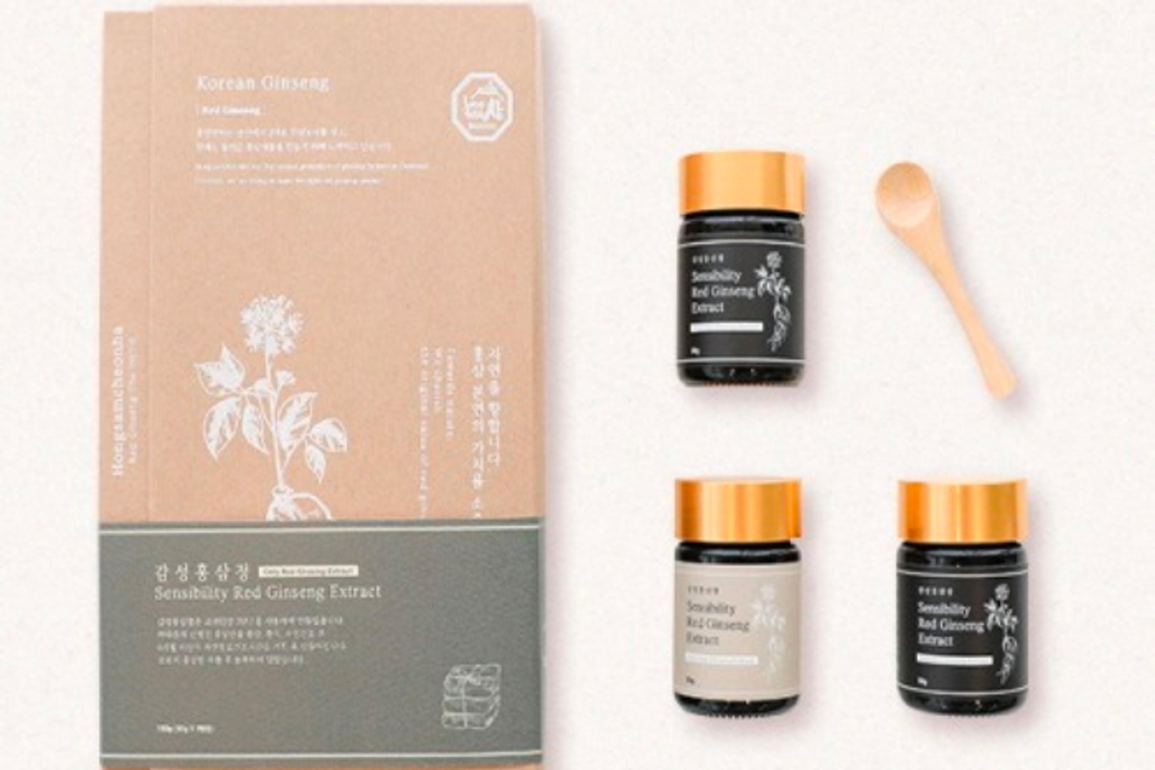 Bild der Sensibility Red Ginseng Extract Set Box mit drei Flaschen.