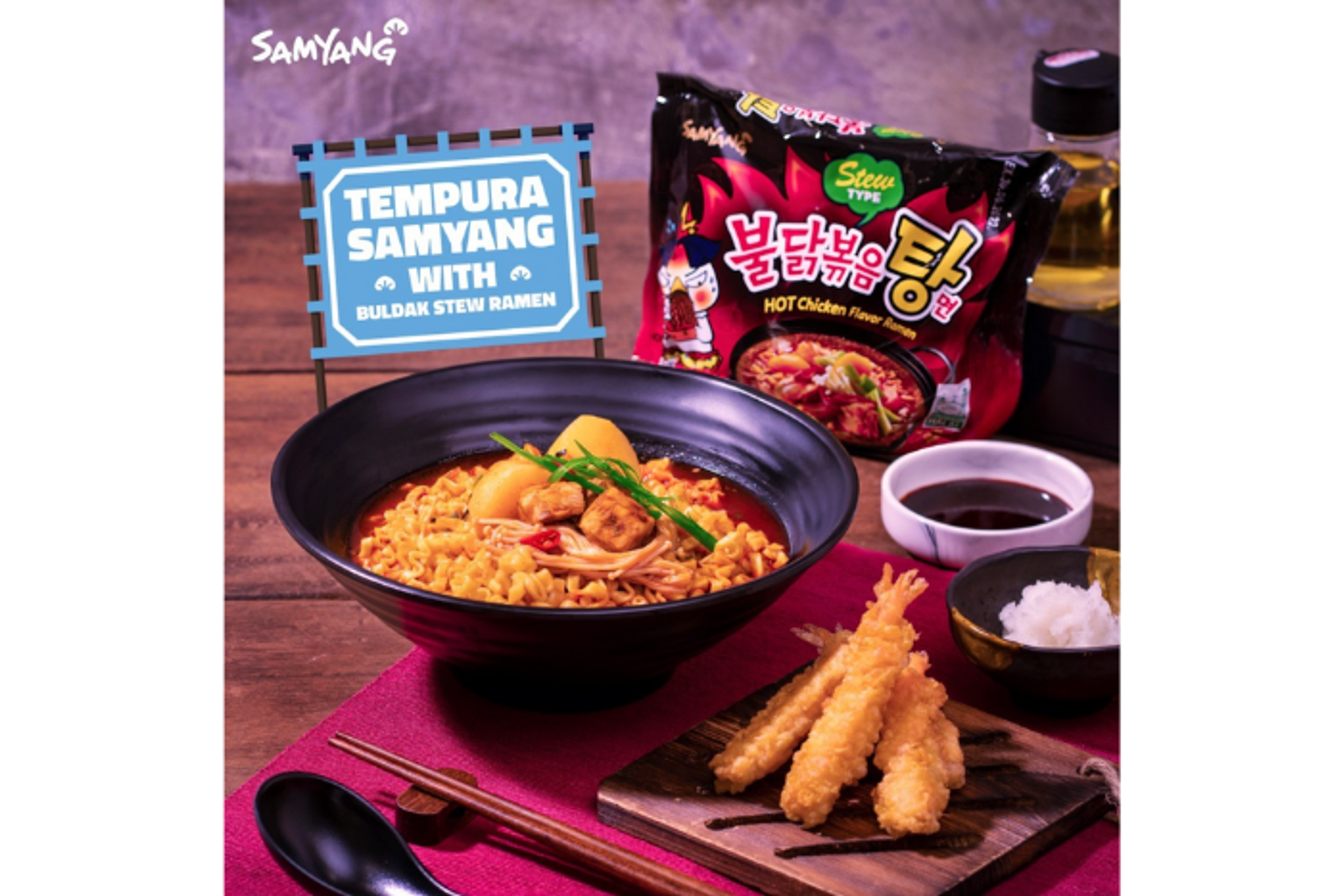 Tempura mit Samyang Buldak Stew Type Ramyeon