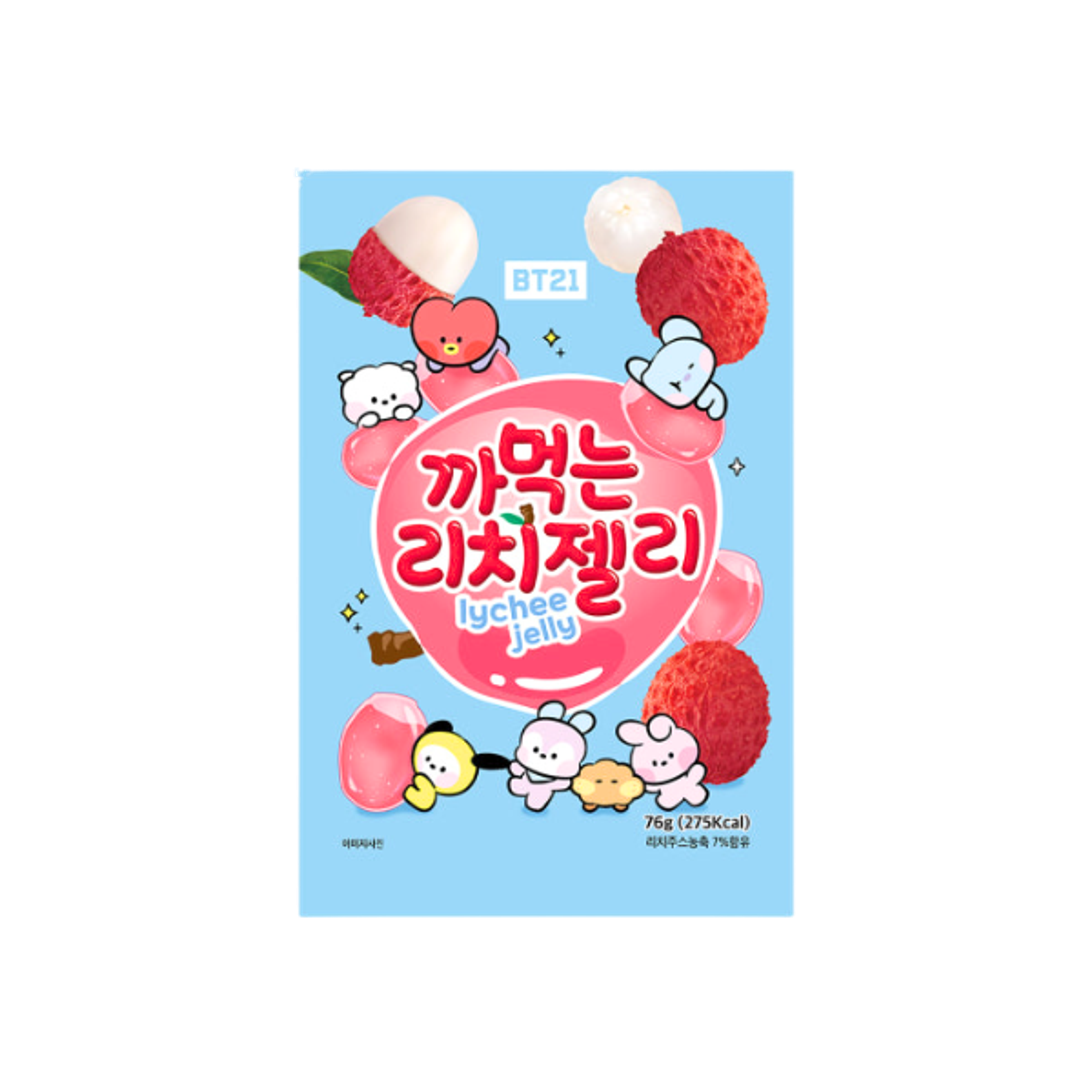 BT21 Lychee Peeling Jelly 76g | Gefüllte Litschi-Jellys mit BT21 Design