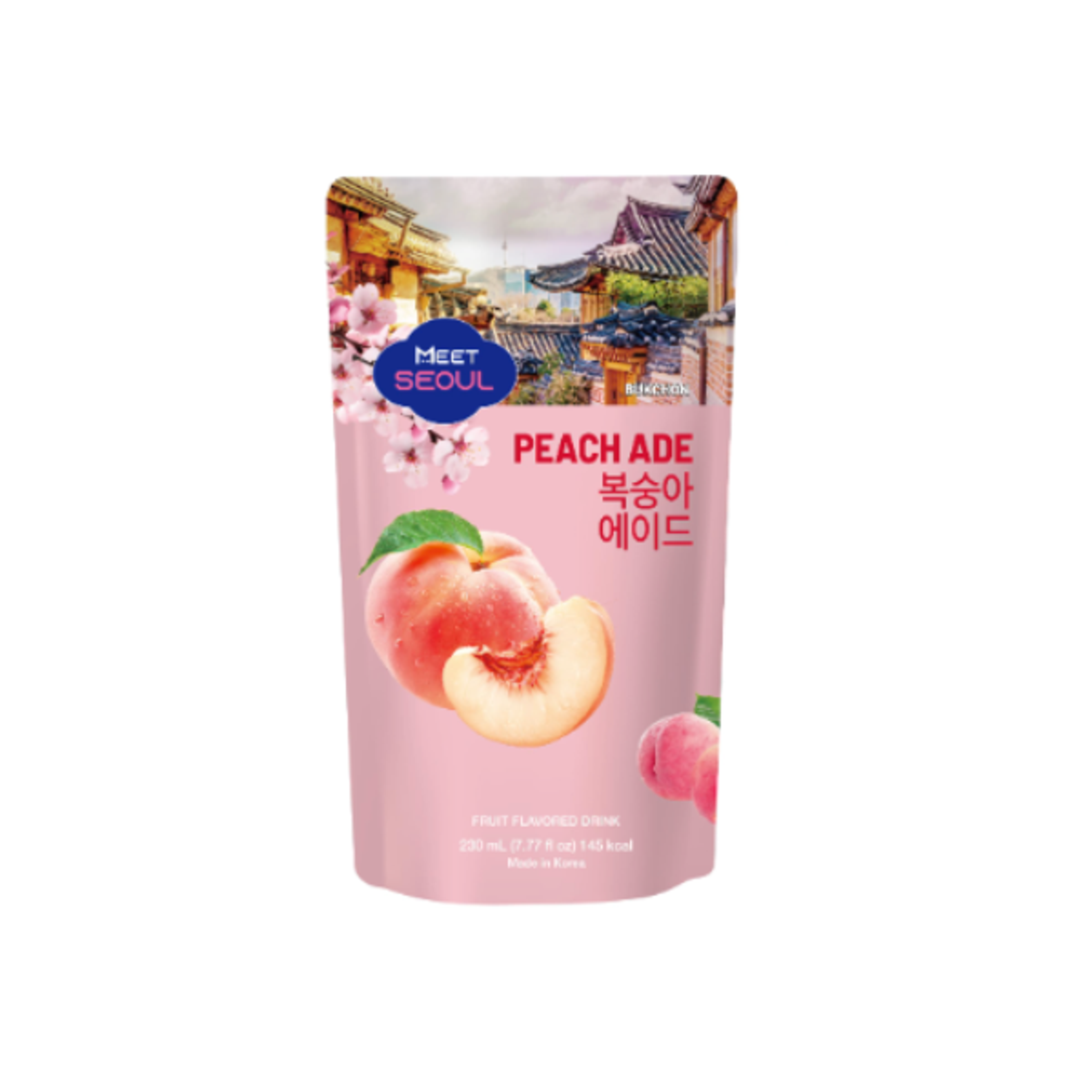 MEET SEOUL Peach Ade 230ml | Fruchtiges Pfirsich-Getränk für unterwegs