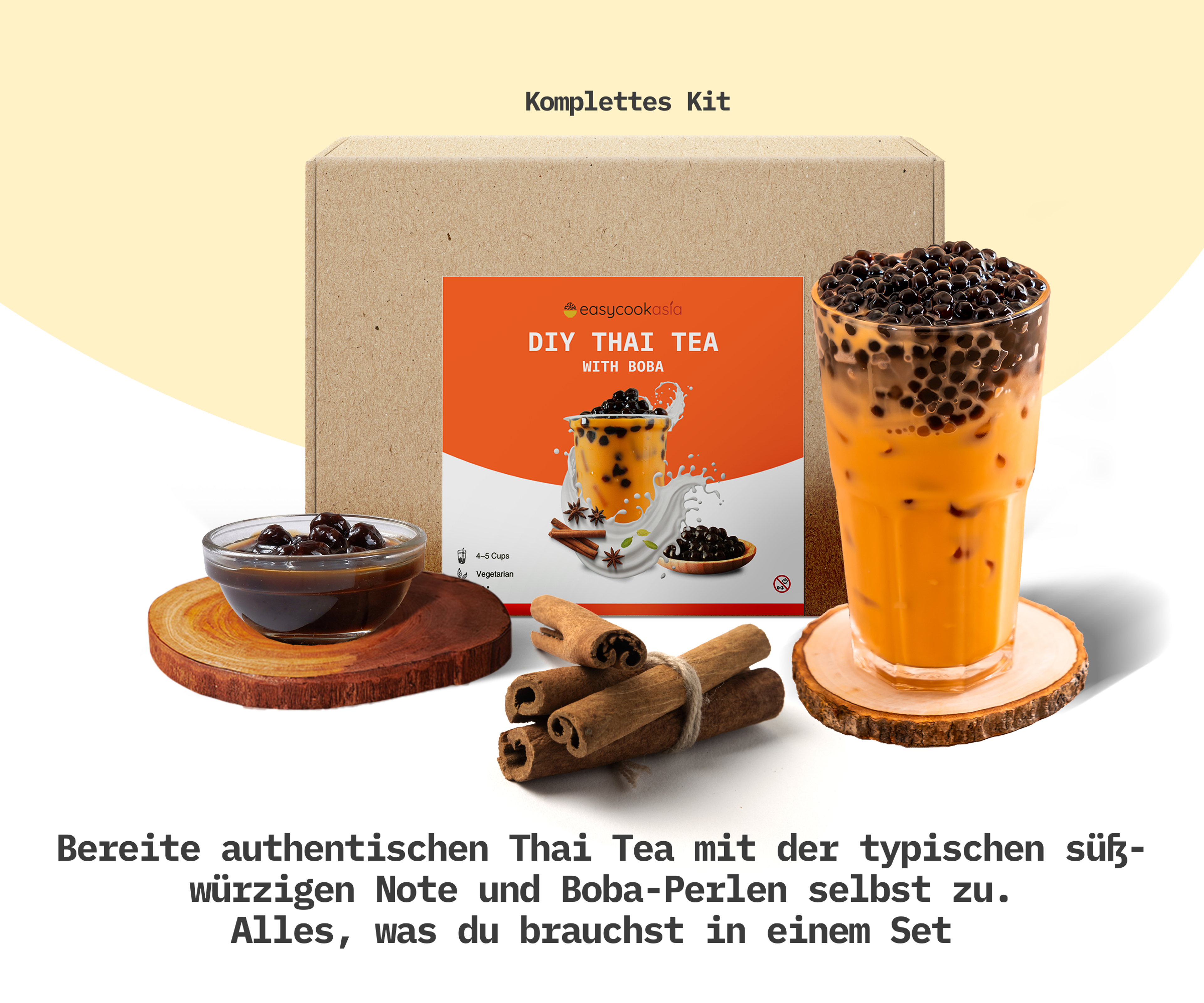 Fertiger Thai Tea mit Boba in einem Glas: Veranschaulicht das köstliche Endergebnis.