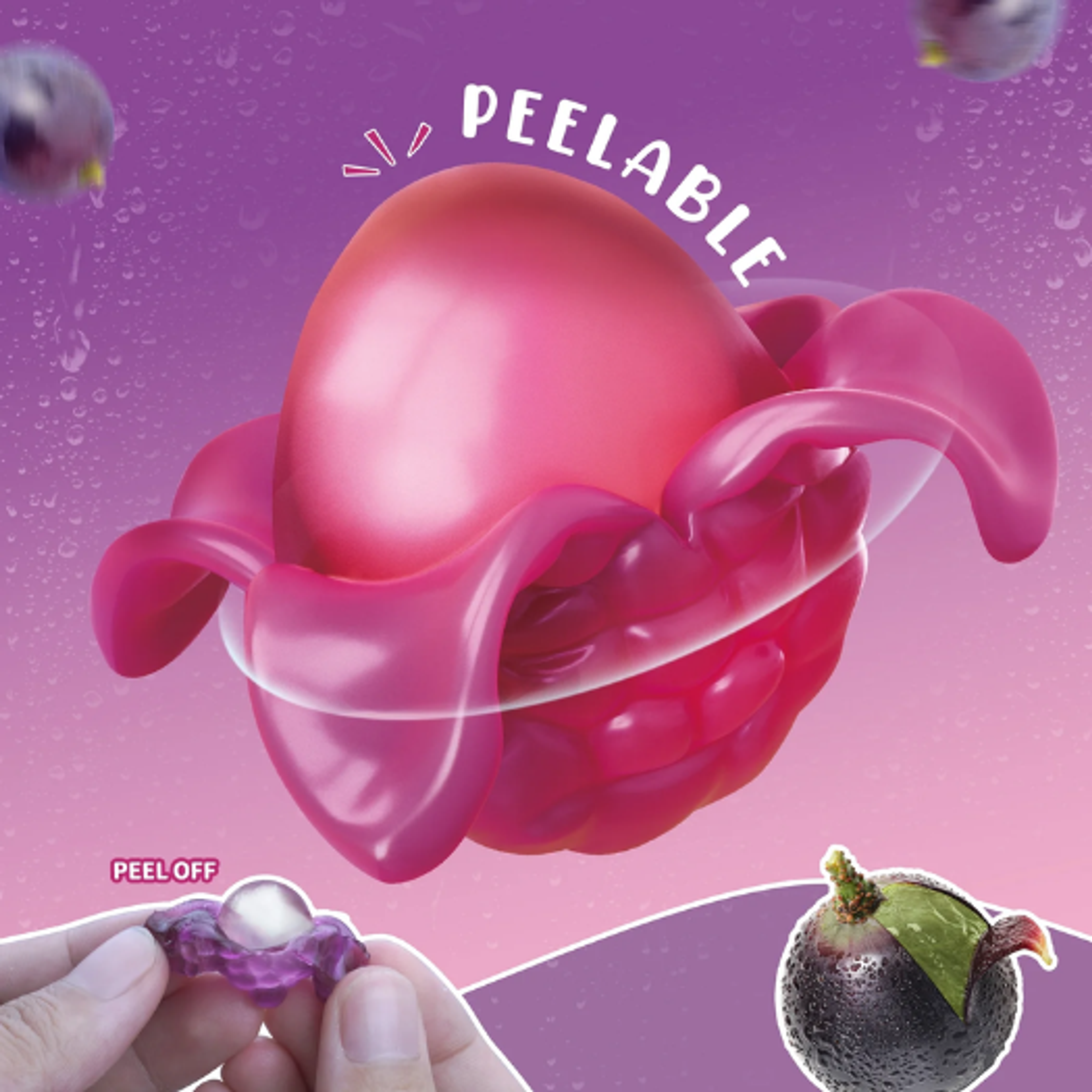 AMOS Peelerz Gummy Grape 65g | Interaktives Trauben-Gummibonbon zum Schälen