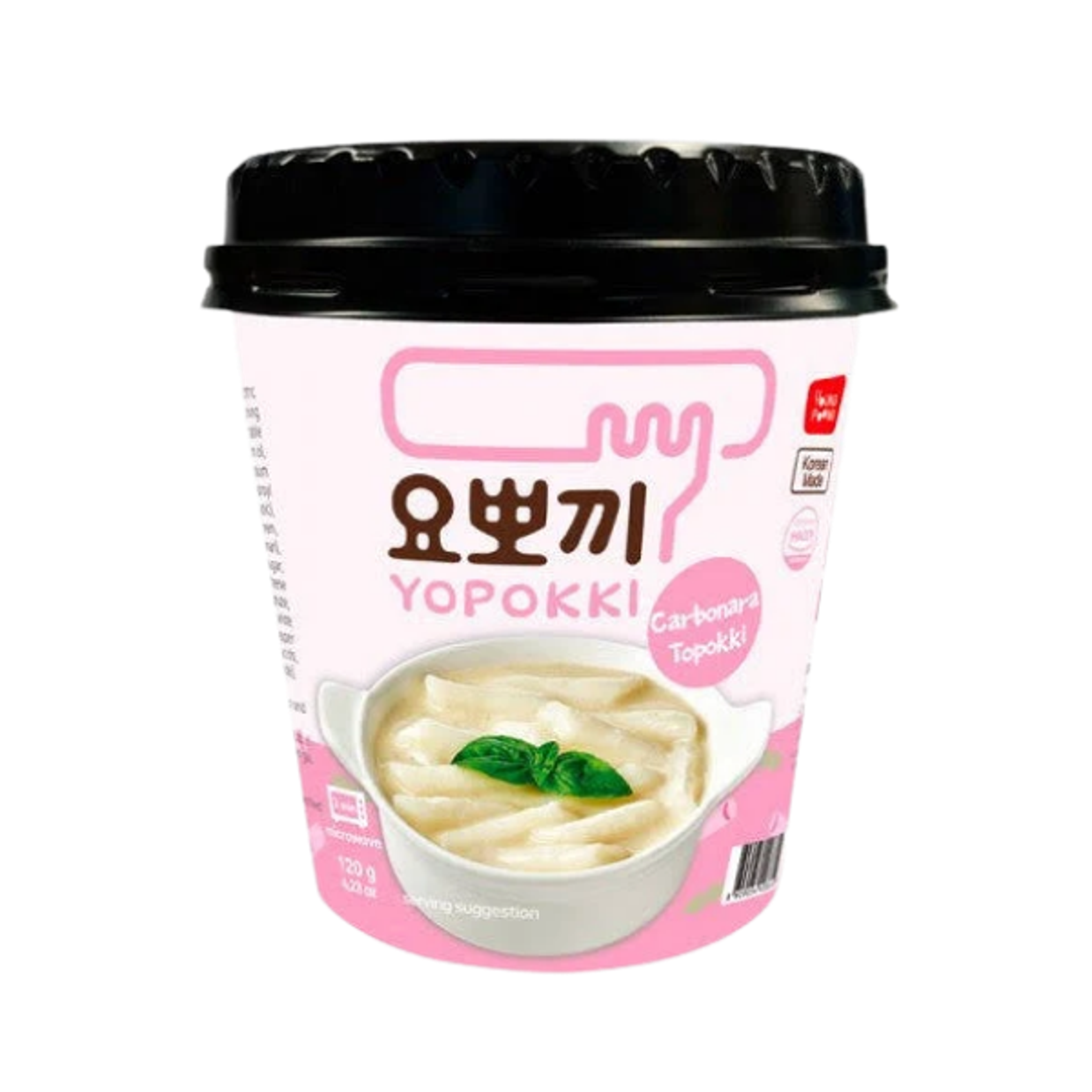 Yopokki Tteokbokki Cup Carbonara 120g – Koreanischer Reiskuchen in cremiger Carbonara-Sauce