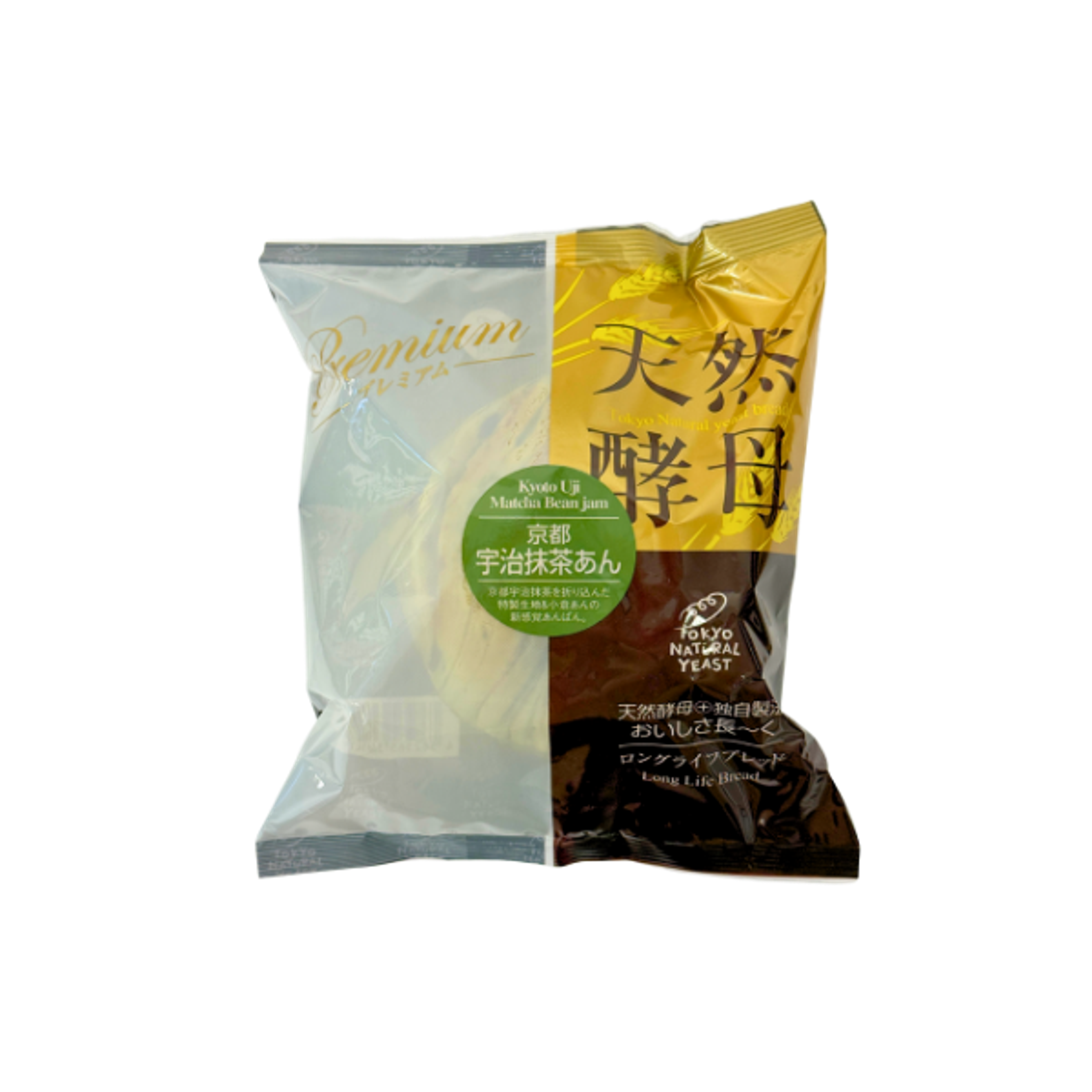 TOKYO NATURAL YEAST Kyoto Uji Matcha-Bohnenbrot 95g | Weiches japanisches Hefegebäck mit grünem Tee & roter Bohnenpaste