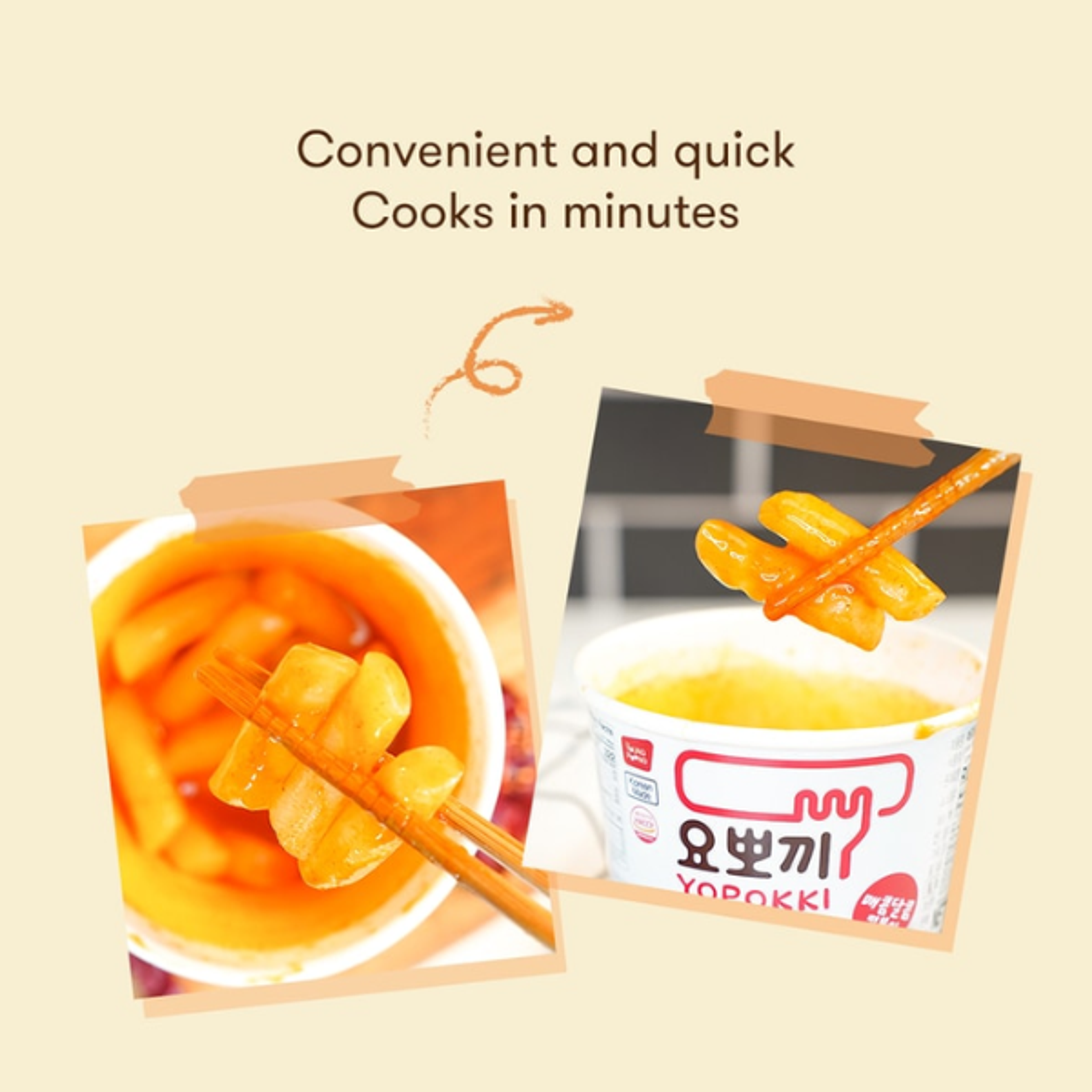 YOPOKKI Halal Spicy Tteokbokki Cup 140g | Korean Halal Spicy Rice Cake Snack Cup