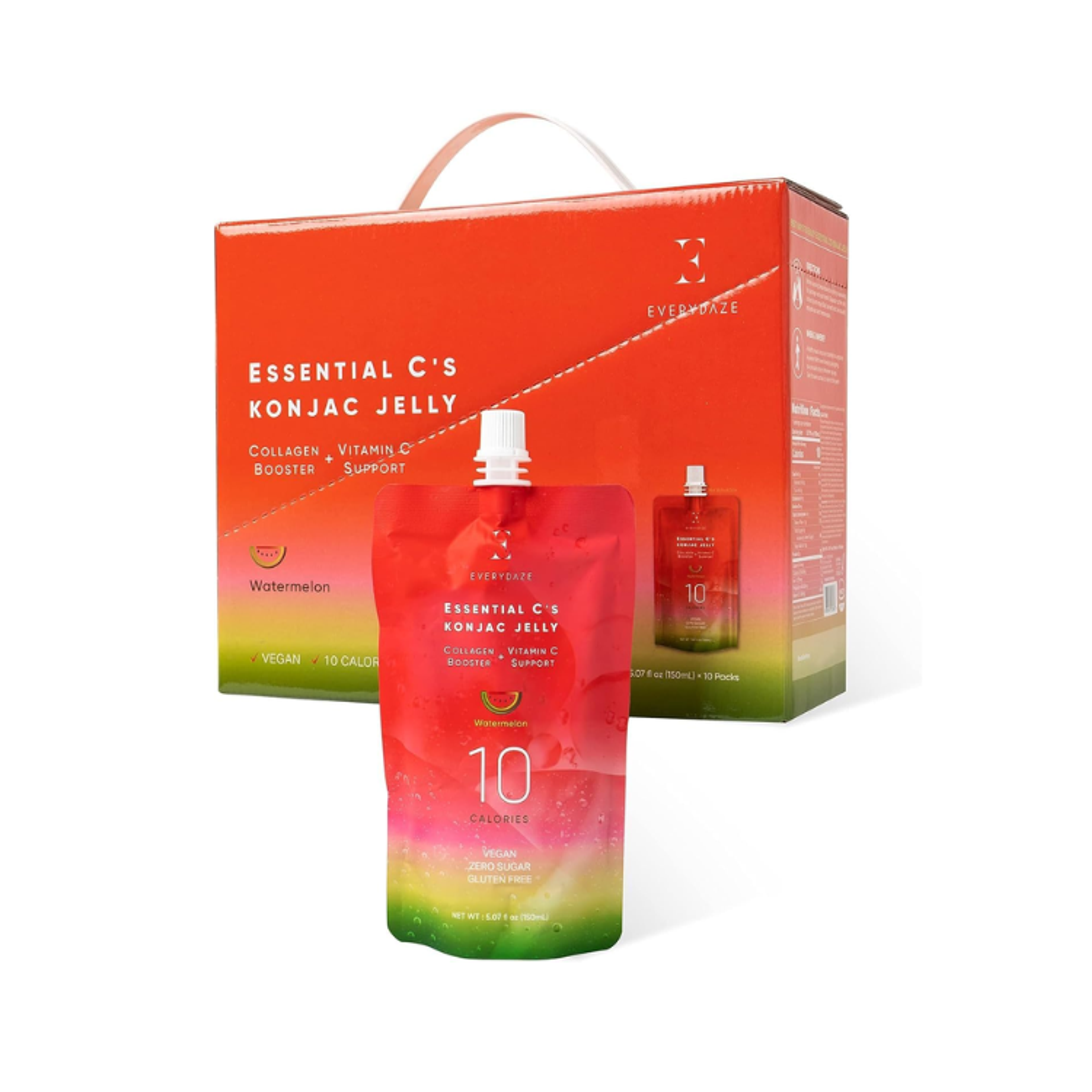 EVERYDAZE Essential C’s Konjac Jelly Wassermelone 150ml - Erfrischender, kalorienarmer Snack mit Collagen und Vitamin C