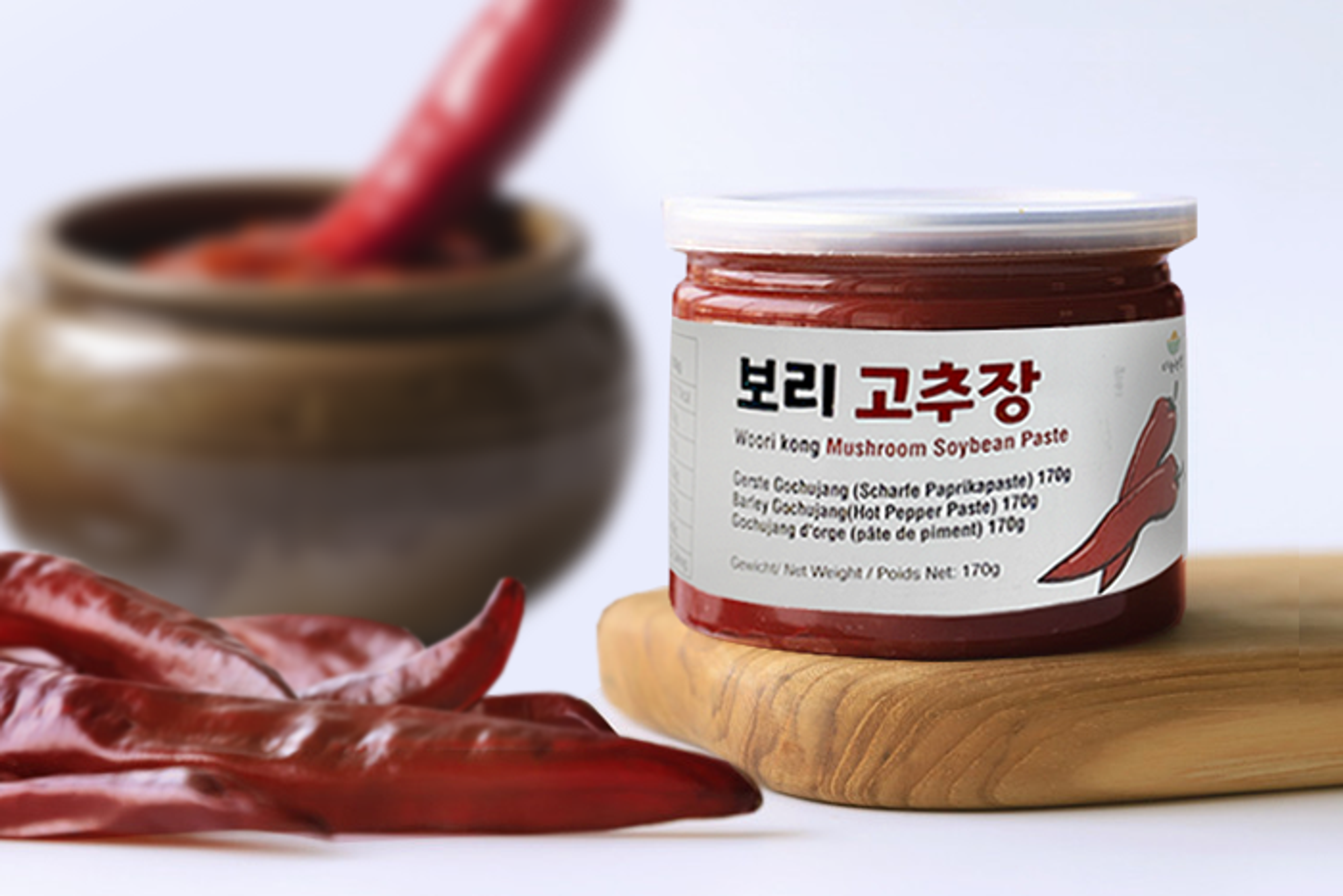 Verpackung von Danong Farm Gerste Gochujang 170ml, hervorhebend die ökologischen Zutaten und die traditionelle Herstellung.