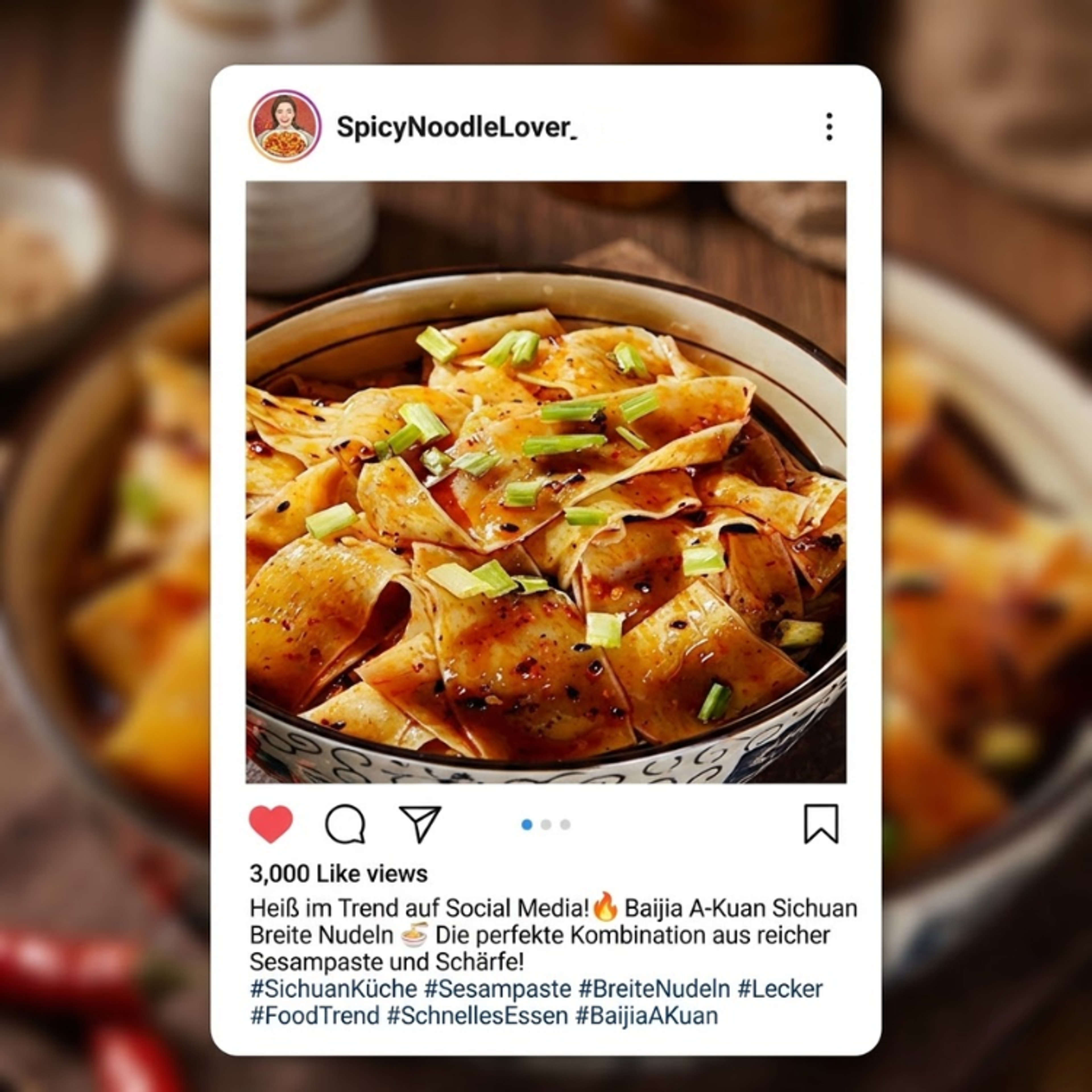 Baijia A-Kuan Nudelpaket neben frischen Zutaten – illustriert, wie die Nudeln in jede Küche integriert werden können