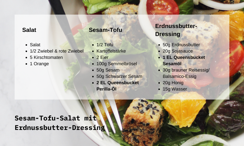 Sesam-Tofu-Salat mit Erdnussbutter-Dressing