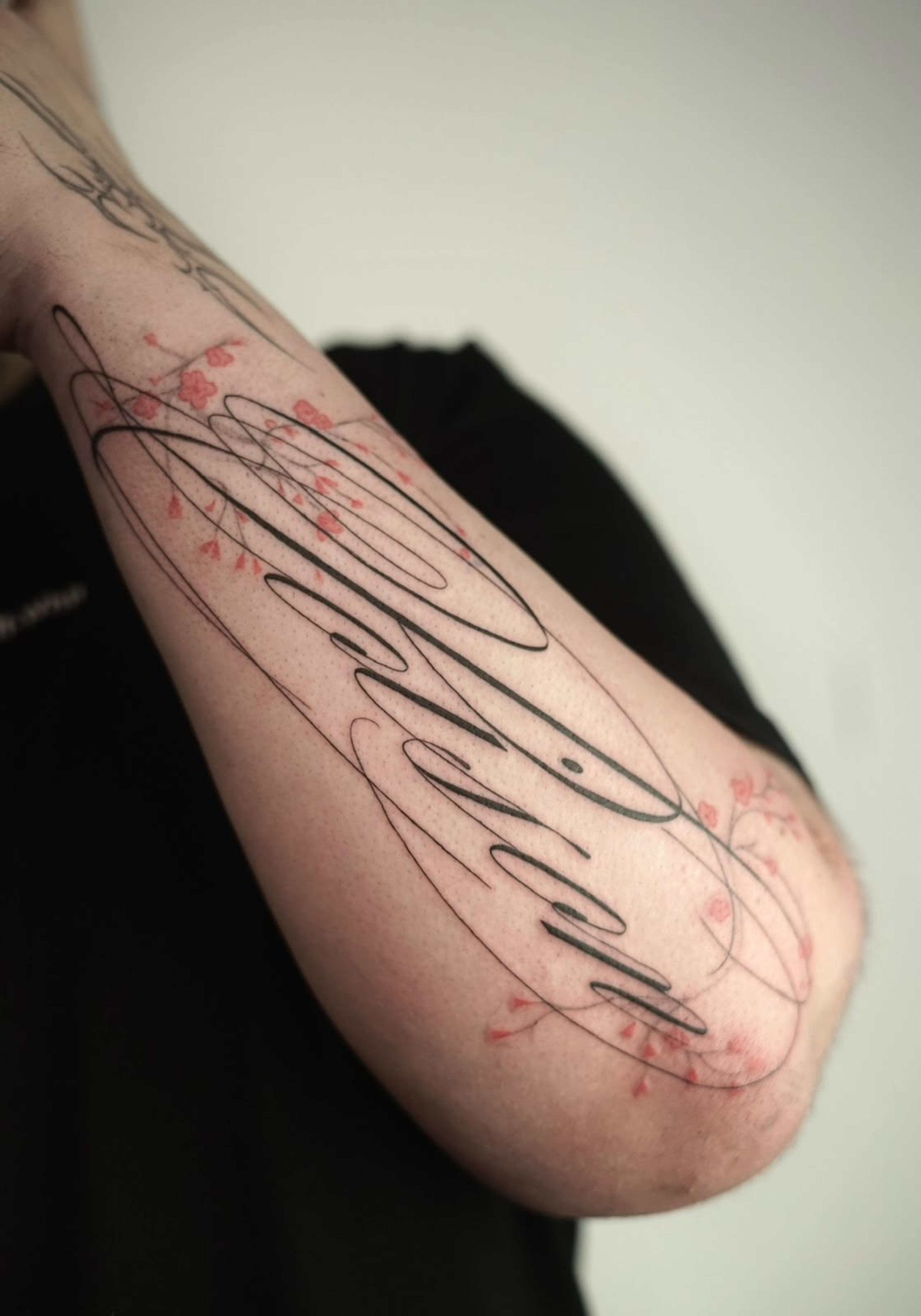 Script tattoo by INKED BY COLE