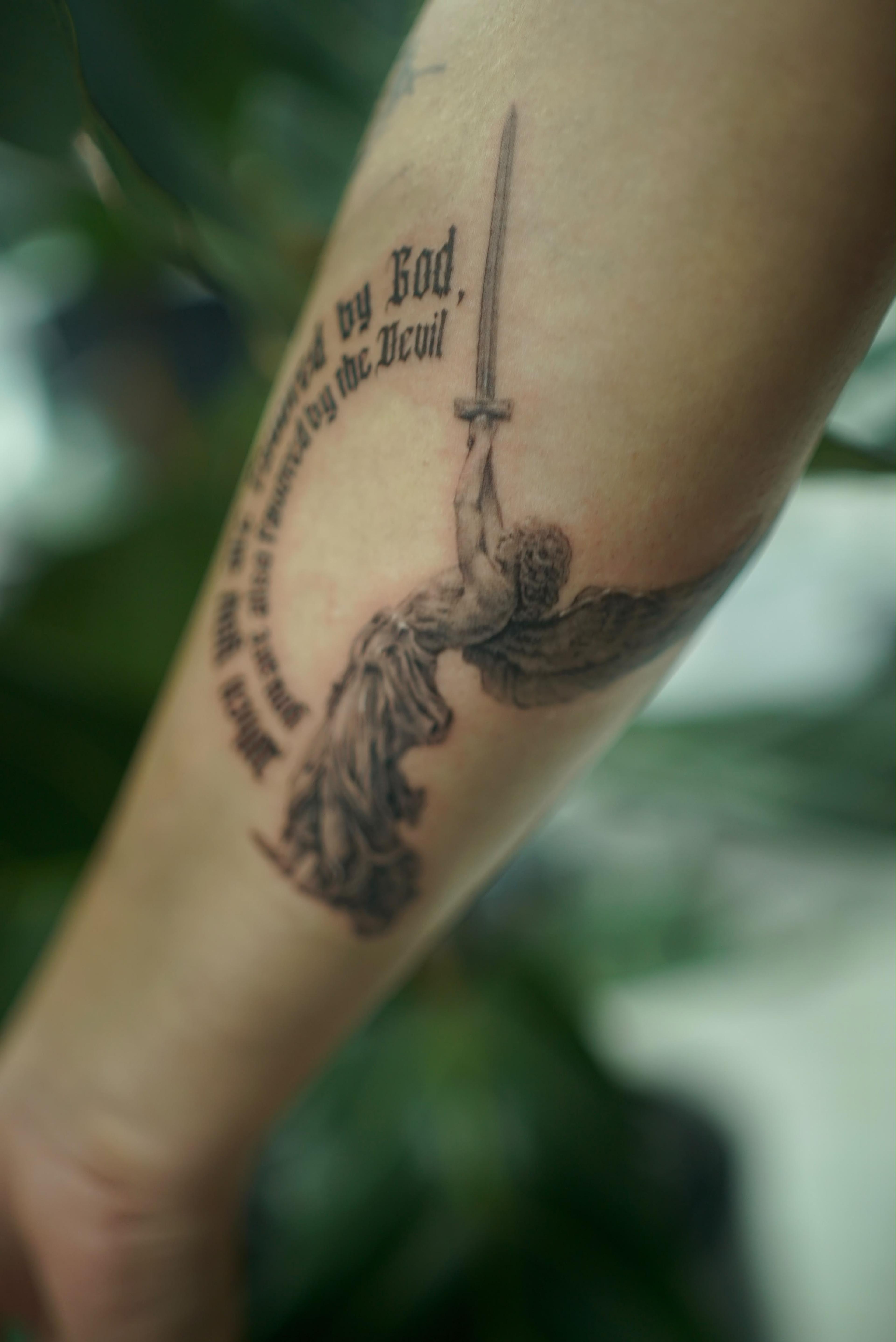 Script and Micro Realism tattoo by CYGNET INK