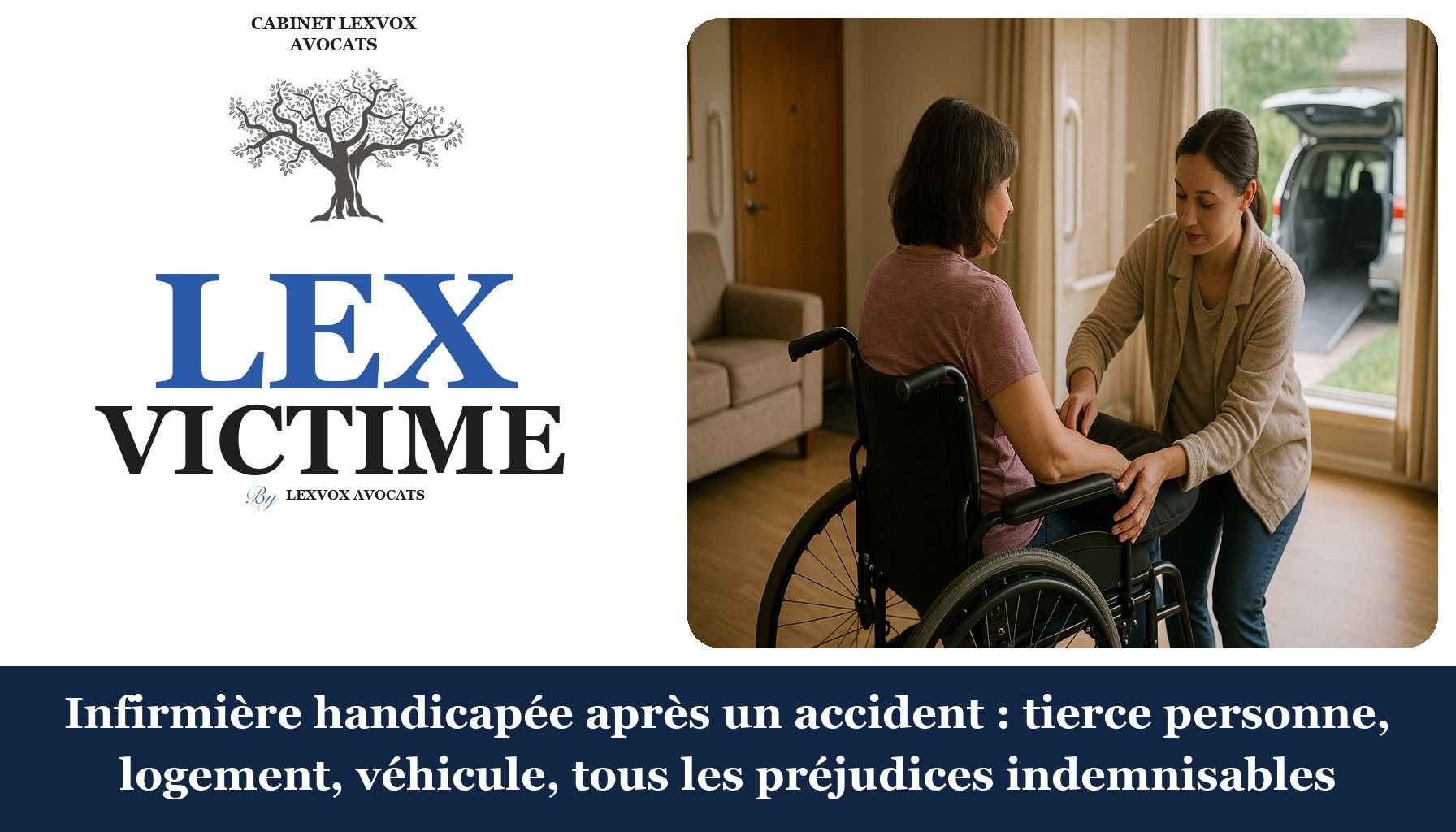 Infirmière handicapée après un accident : tierce personne, logement, véhicule, tous les préjudices indemnisables